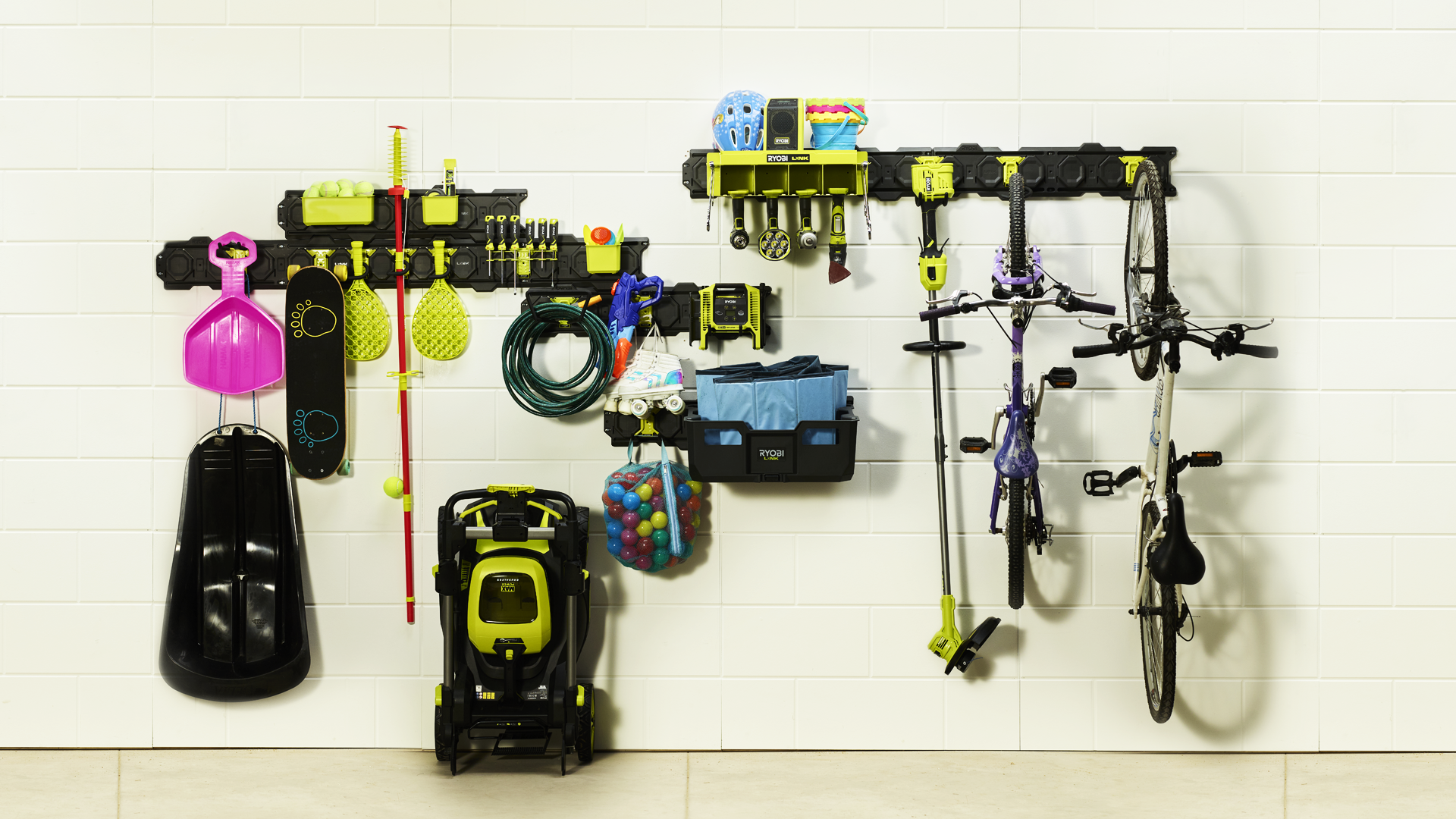 System RYOBI LINK do przechowywania narzędzi, rowerów i zabawek ogrodowych