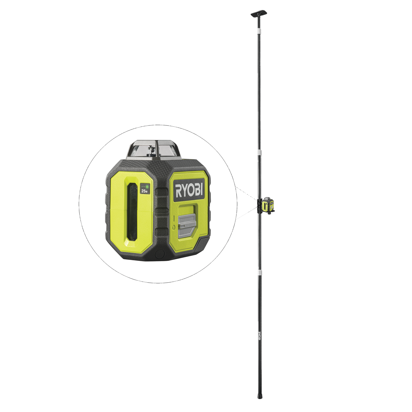 Canne Télescopique Ryobi 320 Cm - Compatible Lasers Ryobi, Filetage 1/4", Extensible De 124 à 320 Cm