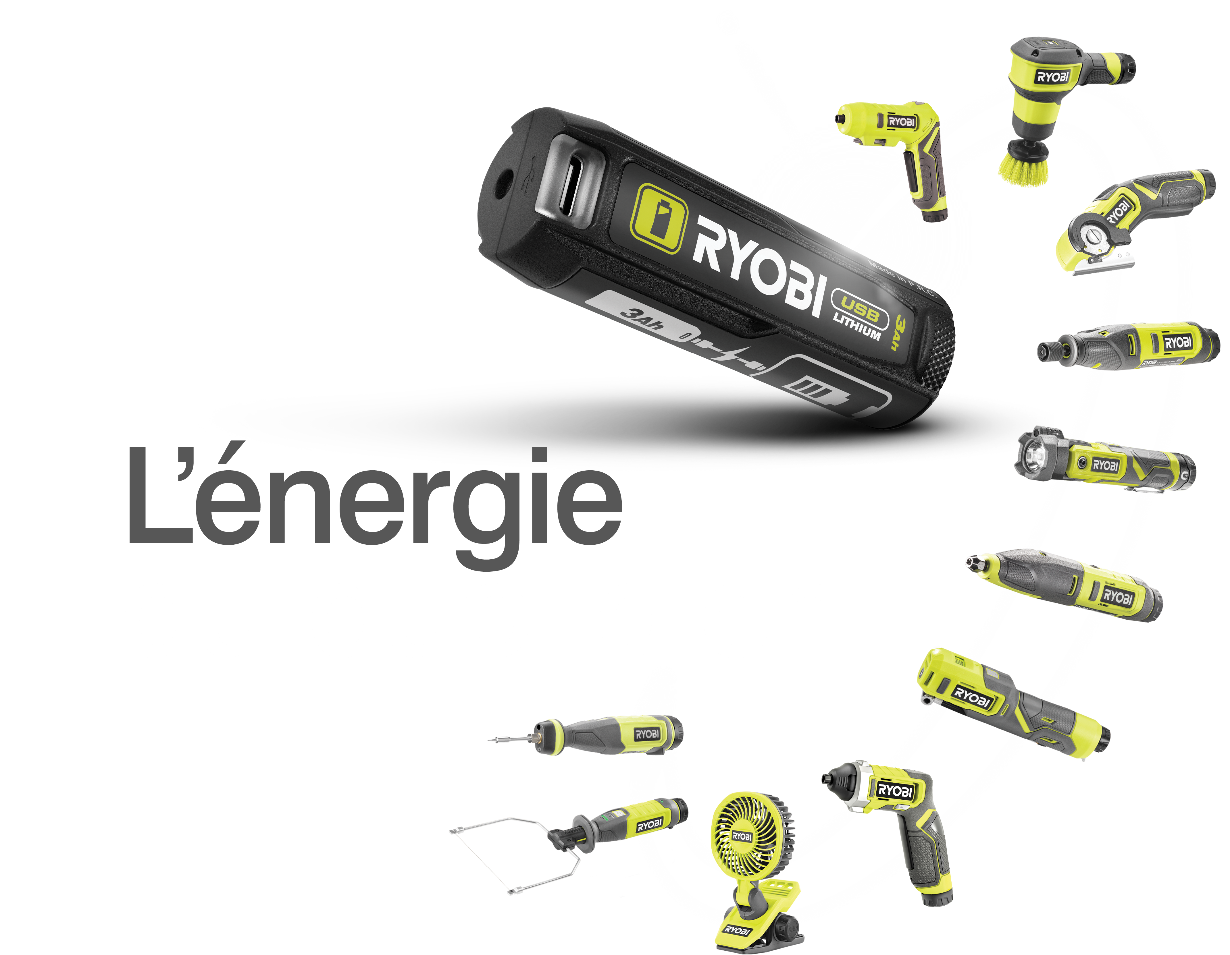 Support pour lampe loupe Ryobi 4v USB -  France