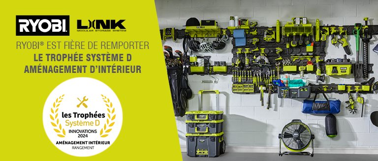 RYOBI Crochet De Serrage Réversible LINK - Parfait Pour Outils De Jardin Et Balais (22-28 Mm) - RSLW824