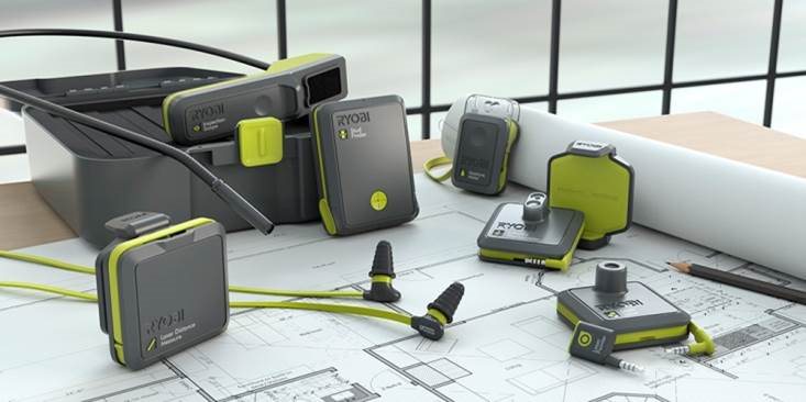 La gamme d'outils de mesure RYOBI® Phone Works™. 