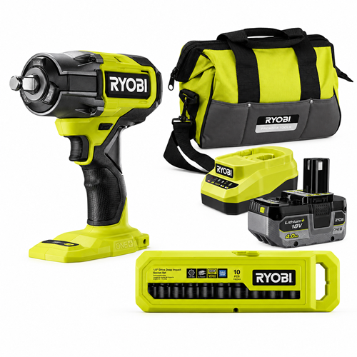 Llave de impacto sin escobillas 900Nm 18V ONE+™ + Bateria 4ah + Cargador + Juego de 10 vasos + Bolsa de transporte_hero