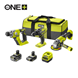 Pack Taladro percutor + Martillo combinado + Amoladora + 18V ONE+™ (1x 4.0Ah y 1x 2.0Ah)