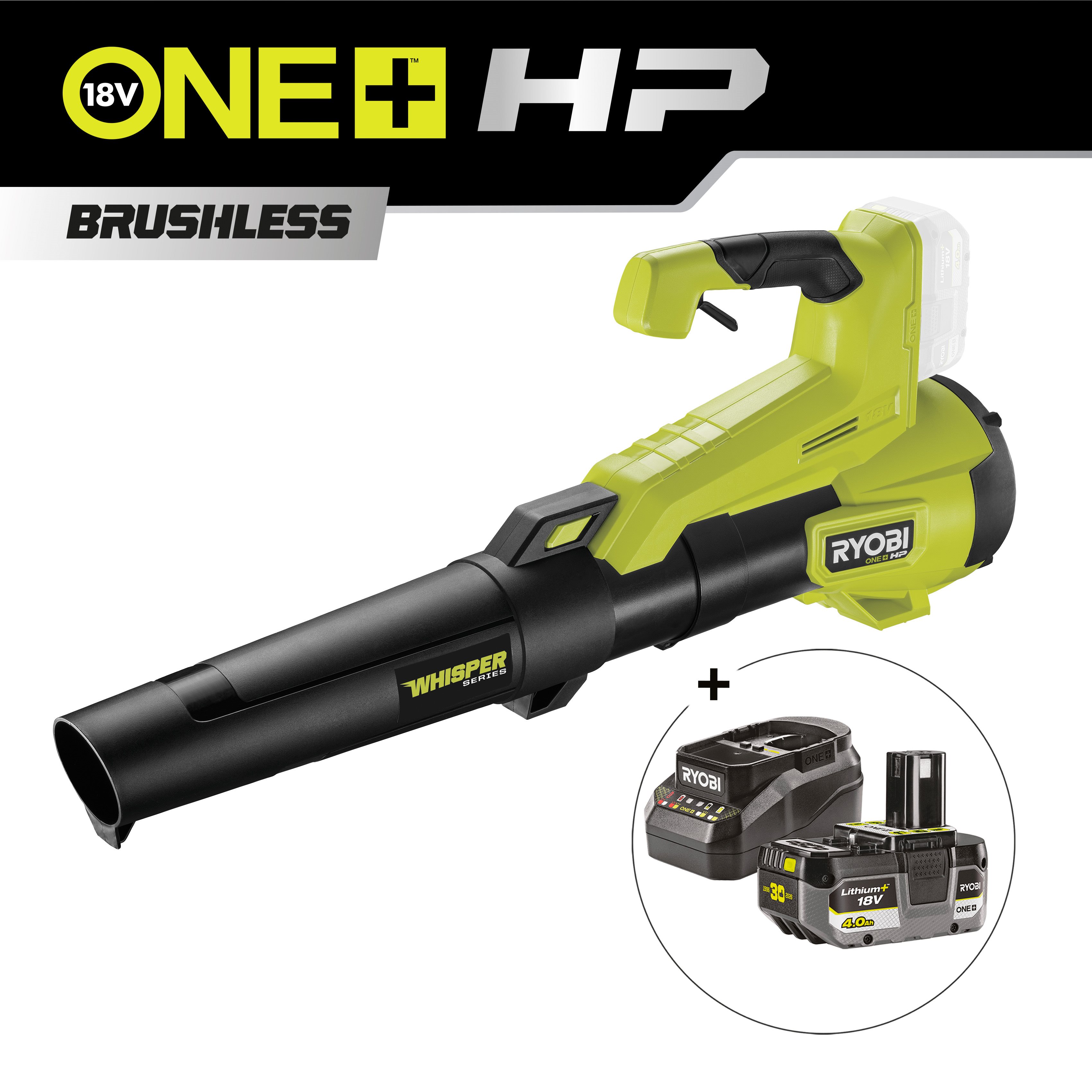 Soplador de hojas sin escobillas silencioso 177 km/h 18V ONE+™ HP WHISPER™_hero_0