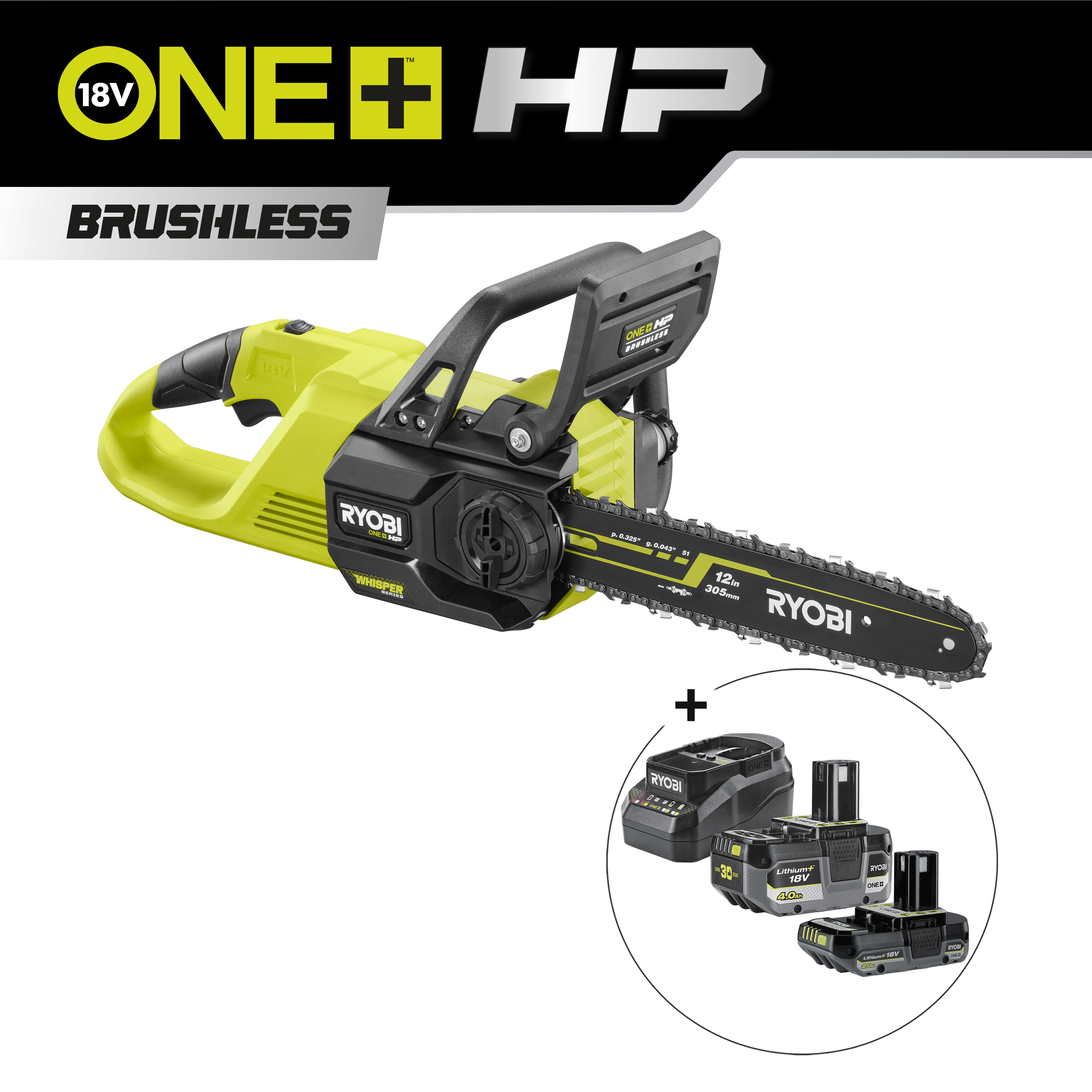 Motosierra Brushless silenciosa WHISPER™ de 30 cm 18V ONE+™ HP (Incluye batería y cargador)_hero_0