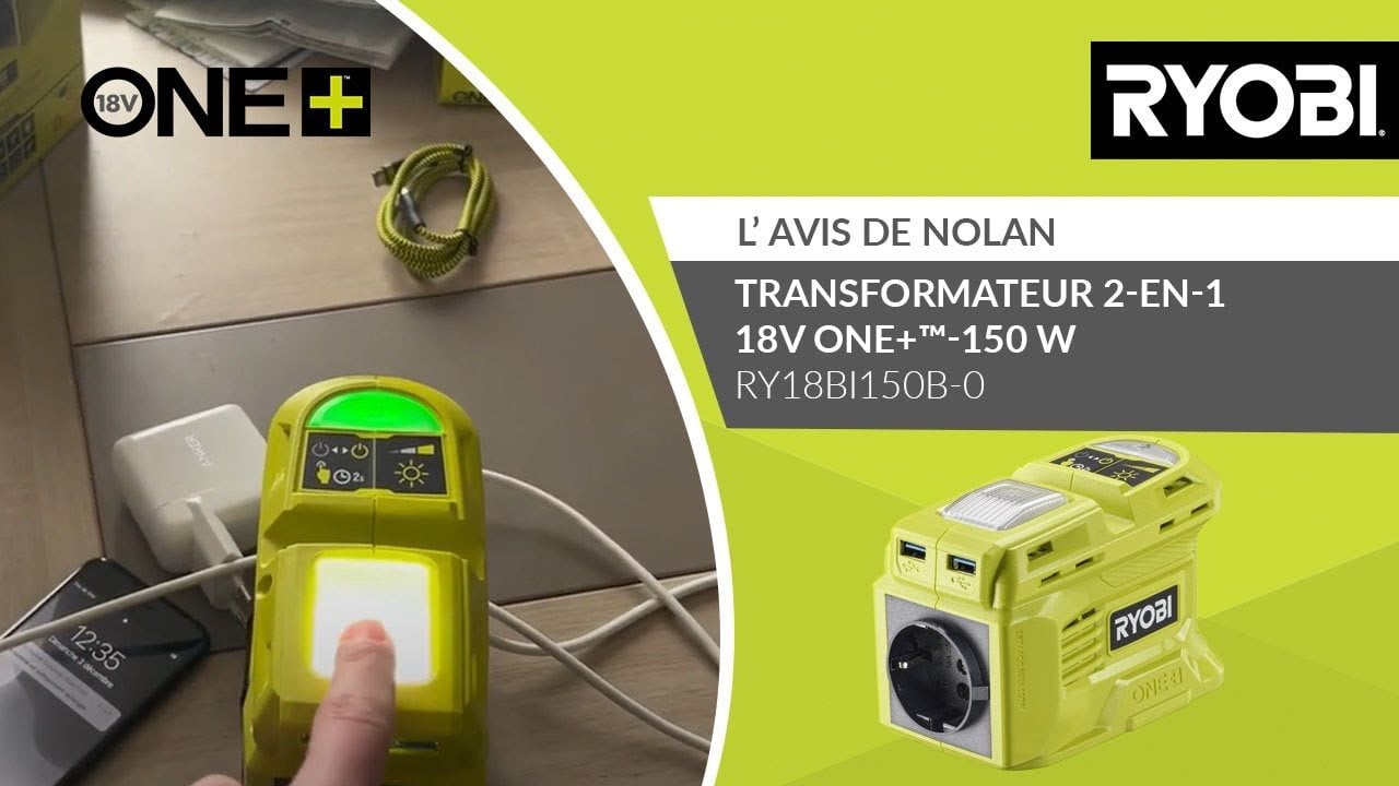 RYOBI RY18BI150B-0 Inverseur 18V 150W Prise 230V USB Nomade