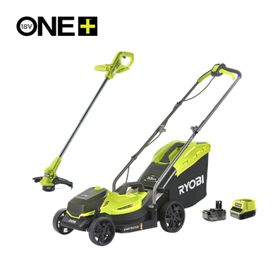 18V ONE+™ 33cm Lawnmower and 23cm Line Trimmer Kit (1x 4.0 Ah)