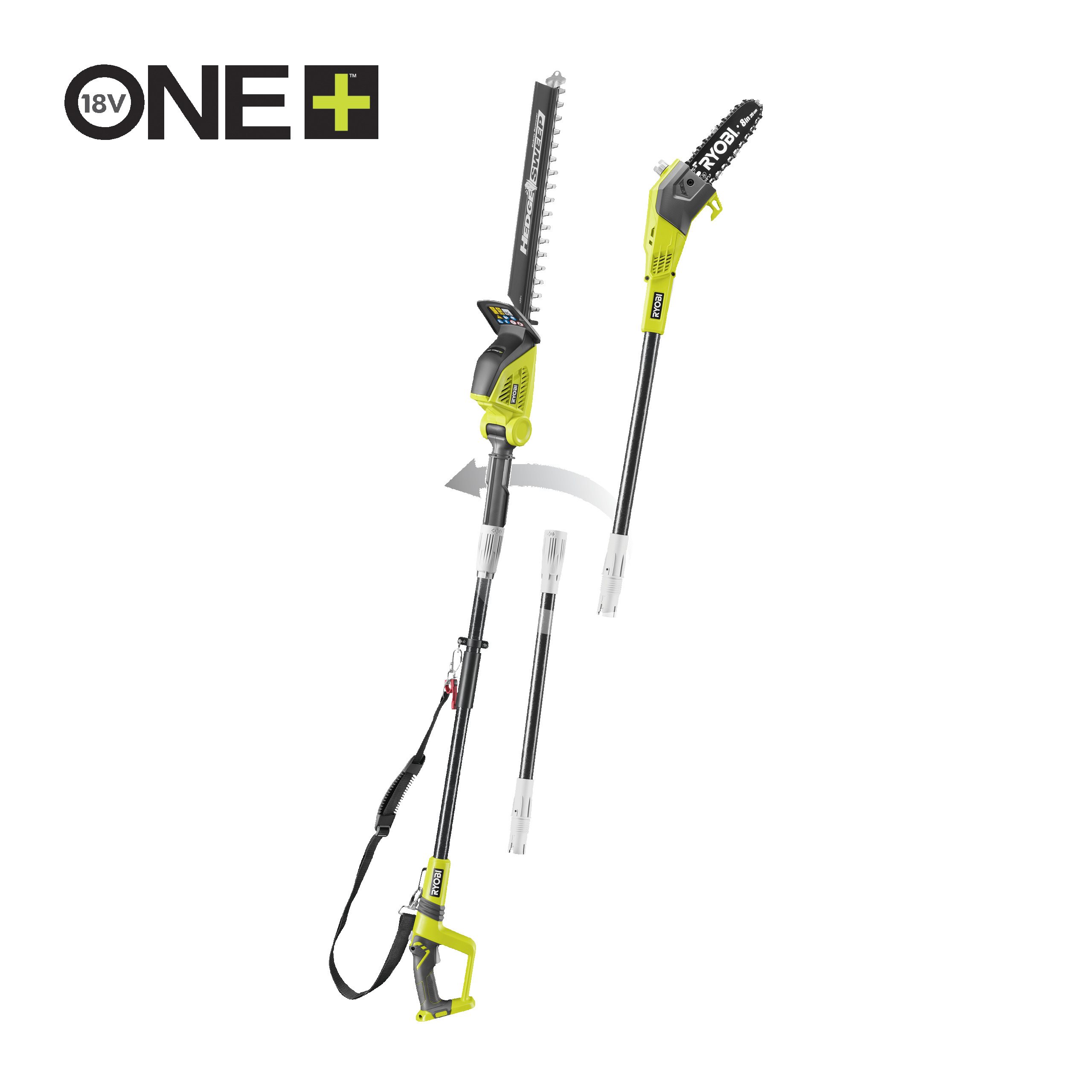 Ryobi Piła na wysięgniku 20 cm ONE+™ 18V i nożyce do żywopłotu 45 cm z włókna szklanego (w zestawie brak akumulatora) OPP1820PT1845-0
