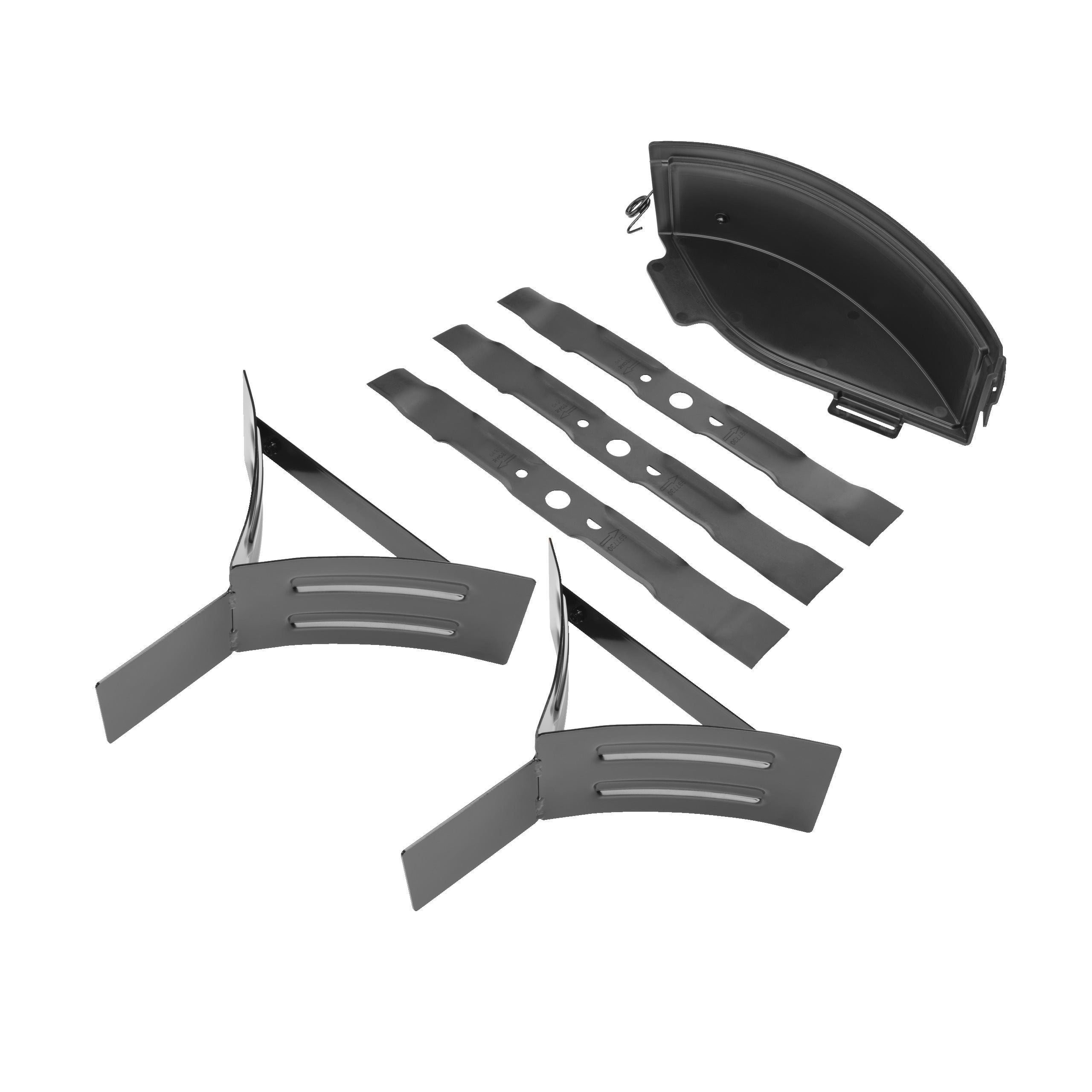 Kit mulching 3 lames spéciales mulching 47 cm + 2 déflecteurs + 1 obturateur pour rider zero turn sur batterie - vue 2
