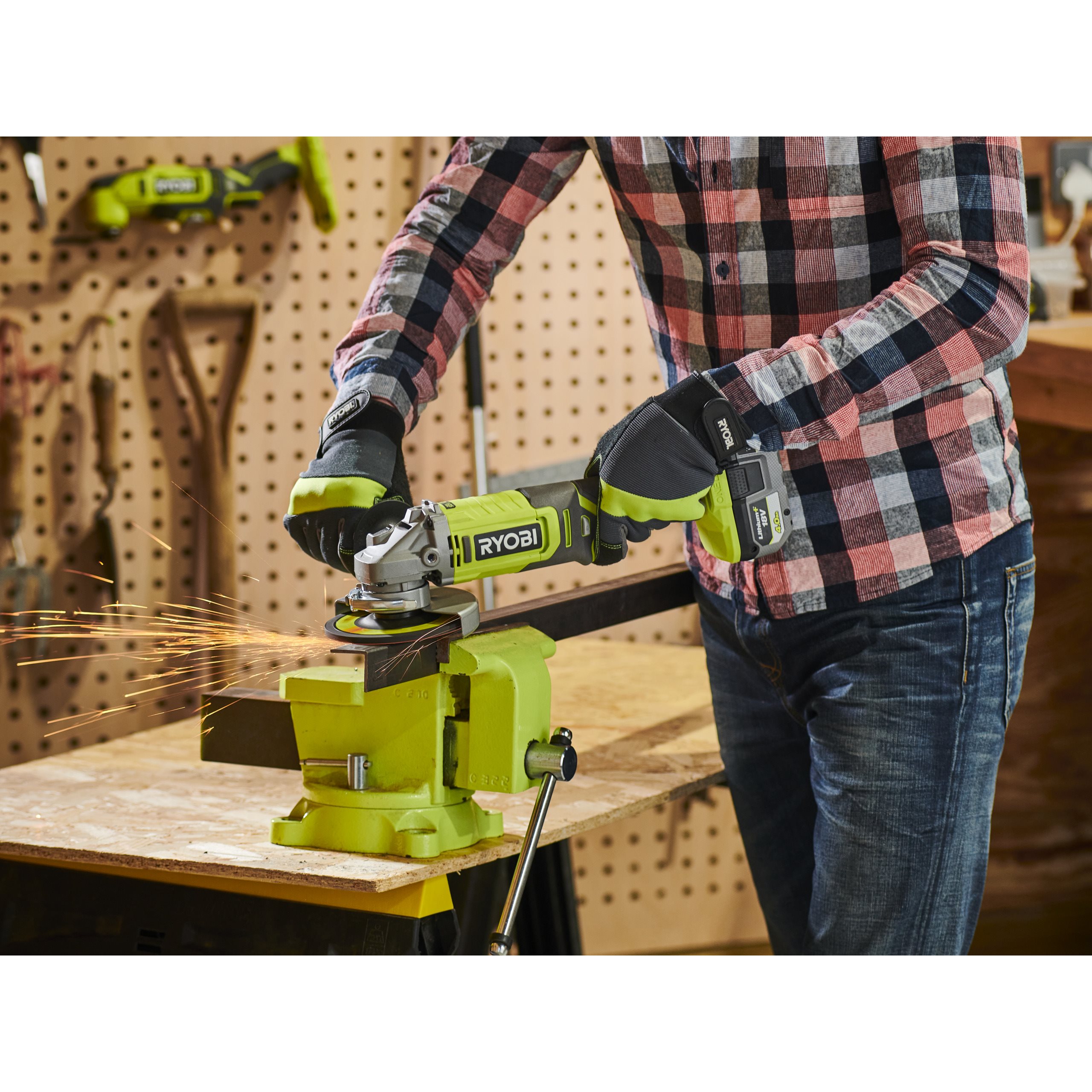 RAG18125 | Accu 125 mm Haakse Slijper ( 1x4.0Ah accu) | RYOBI