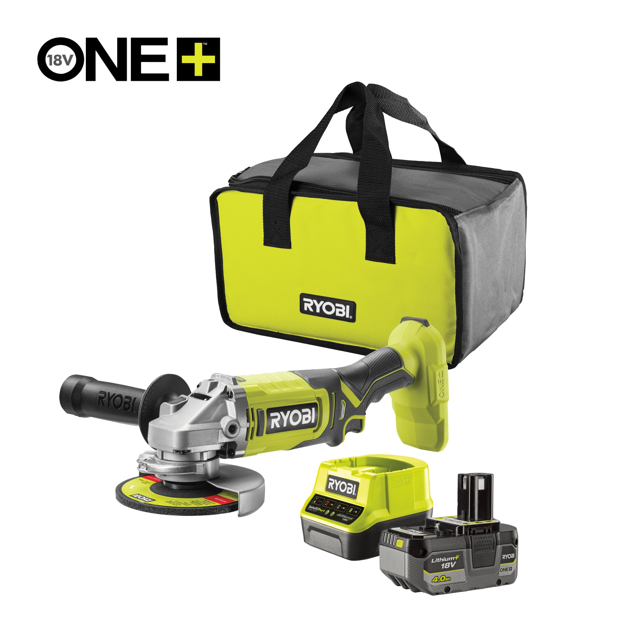 Ryobi Amoladora angular de 125 mm 18V ONE+™ (1x 4.0Ah) · RAG18125-1C40S