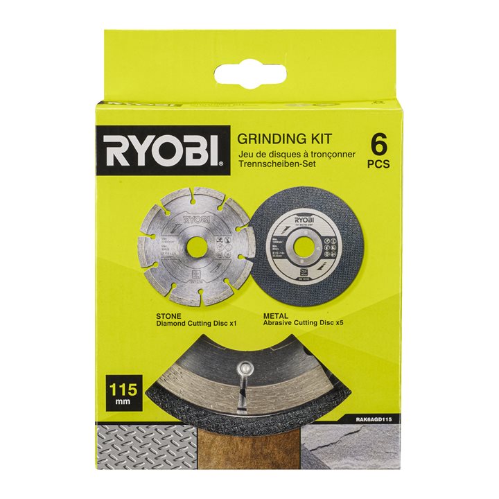 Kit 6 disques pour meuleuse RYOBI - 115 mm - RAK6AGD115 - Espace