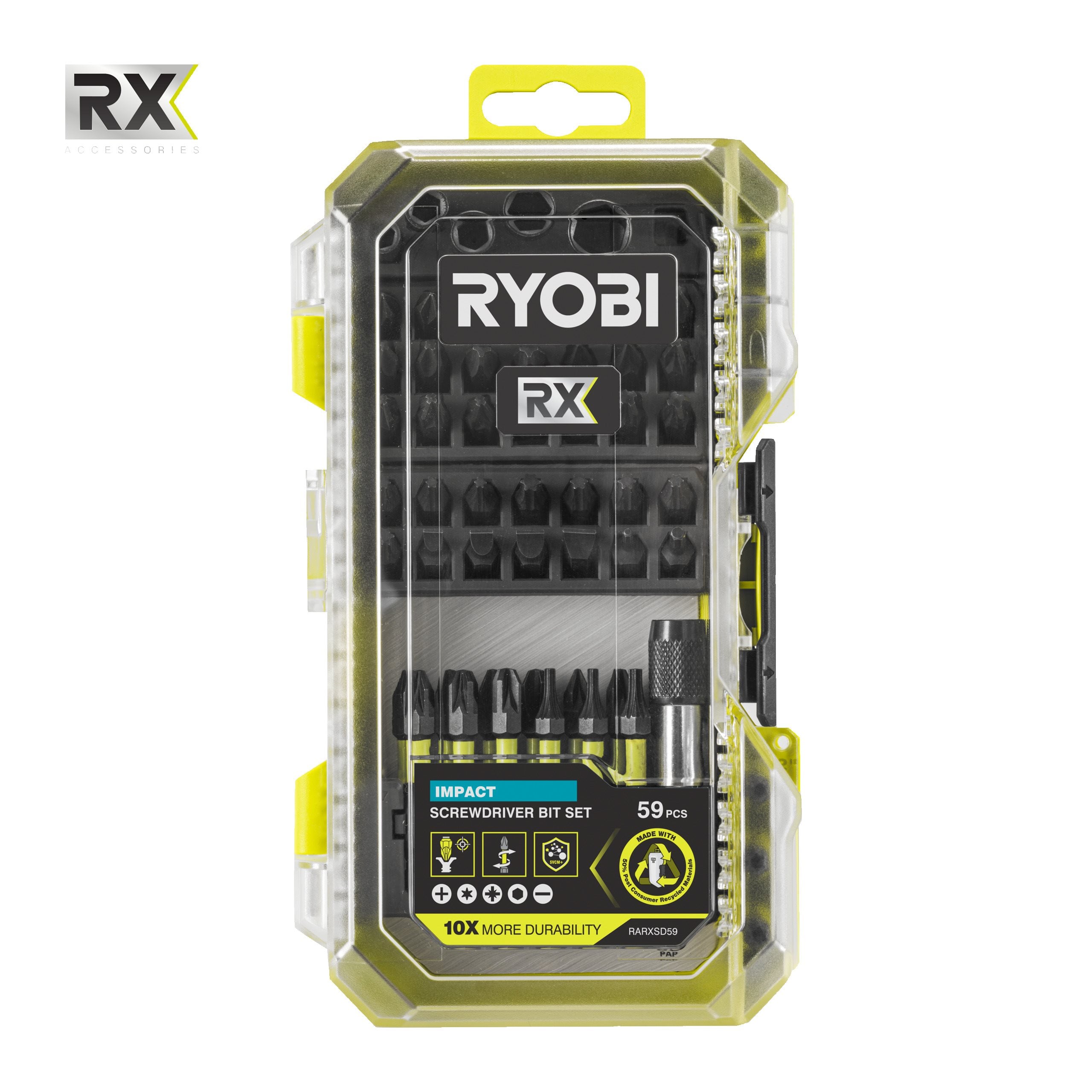 Coffret 59 accessoires spécial impact RYOBY RX embouts 25 et 50 mm RARXSD59 - vue 3