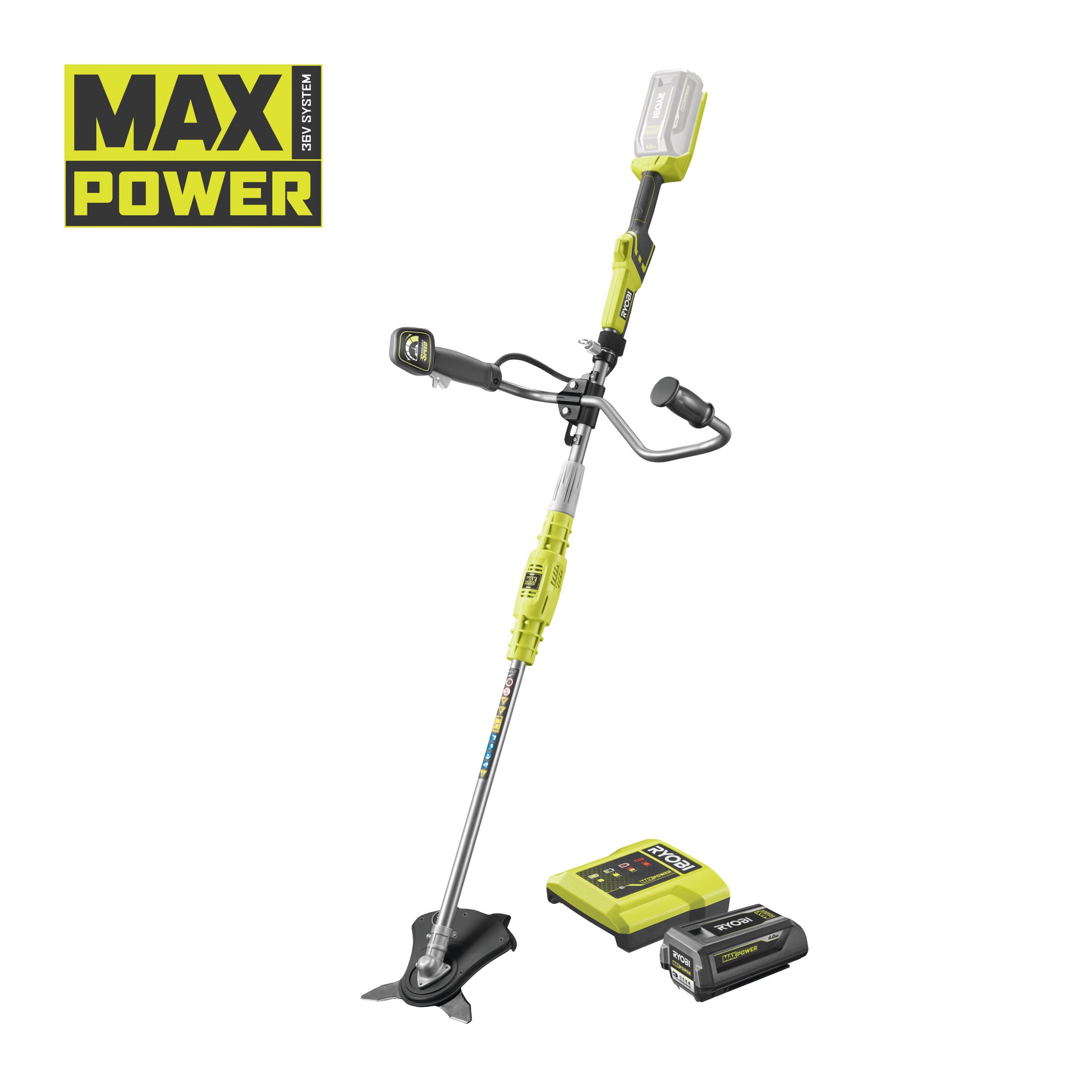Ryobi Desbrozadora de 26cm y Cortabordes de 30cm 36V MAX POWER™ (1x 4.0Ah) · RBC36X26BG2-140
