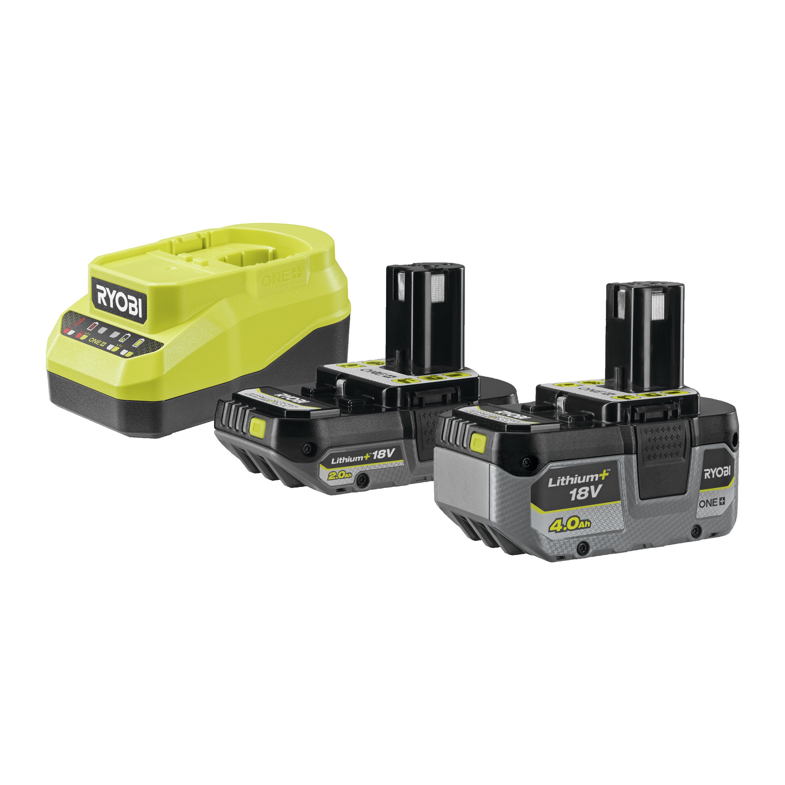 18V ONE+™ Zestaw akumulatorów – 1 × 4,0 Ah + 1 × 2,0 Ah + ładowarka 2,0 A