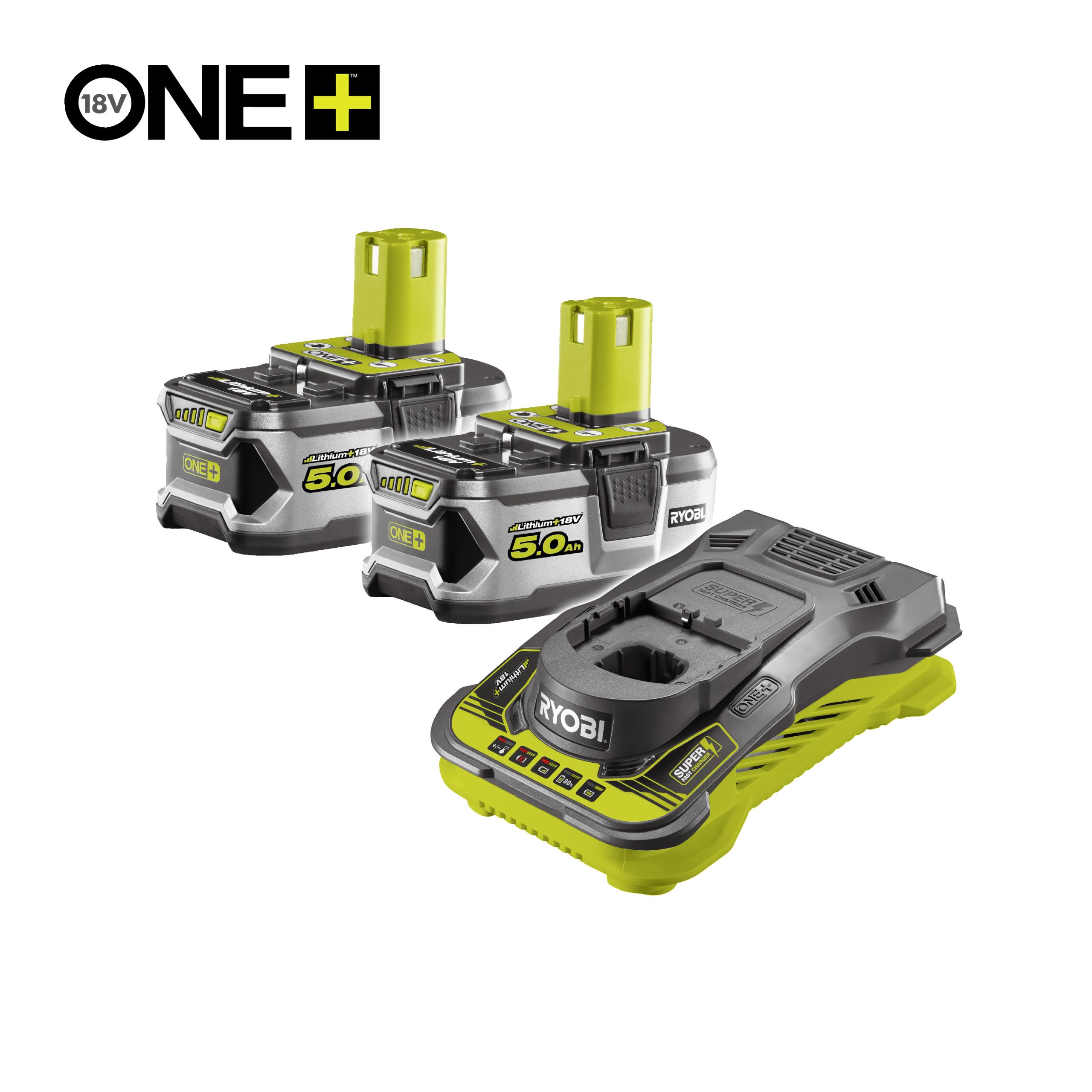 RYOBI Pack Batterie 18V One+ RC18150 250 – 1 Chargeur Rapide + 2 Batteries 5.0Ah Lithium+ Grandes capacitées Compatibles Tous Outils One+ Bricolage et Jardinage - vue 2