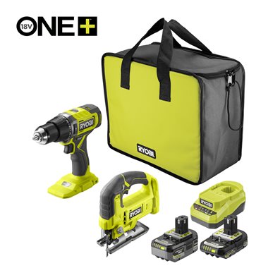 Perceuse-visseuse à percussion et scie sauteuse 18 V ONE+™ (1 batterie 2,0 Ah, 1 batterie 4,0 Ah)