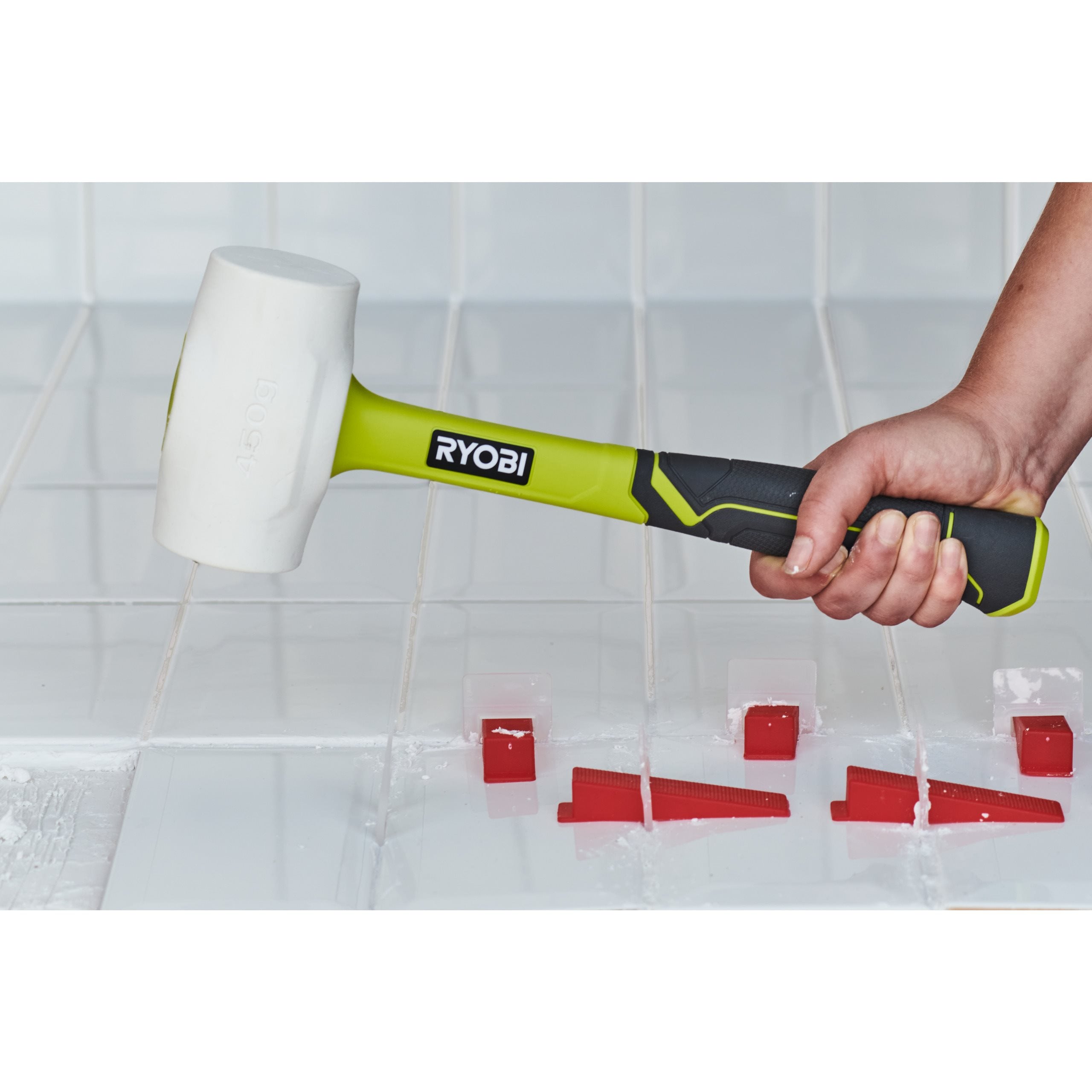 Maillet Caoutchouc RUBI 66906 - Pointe Ronde, 500 G, Blanc - Pour Carrelage, Pose, Bricolage Truelle Crantée