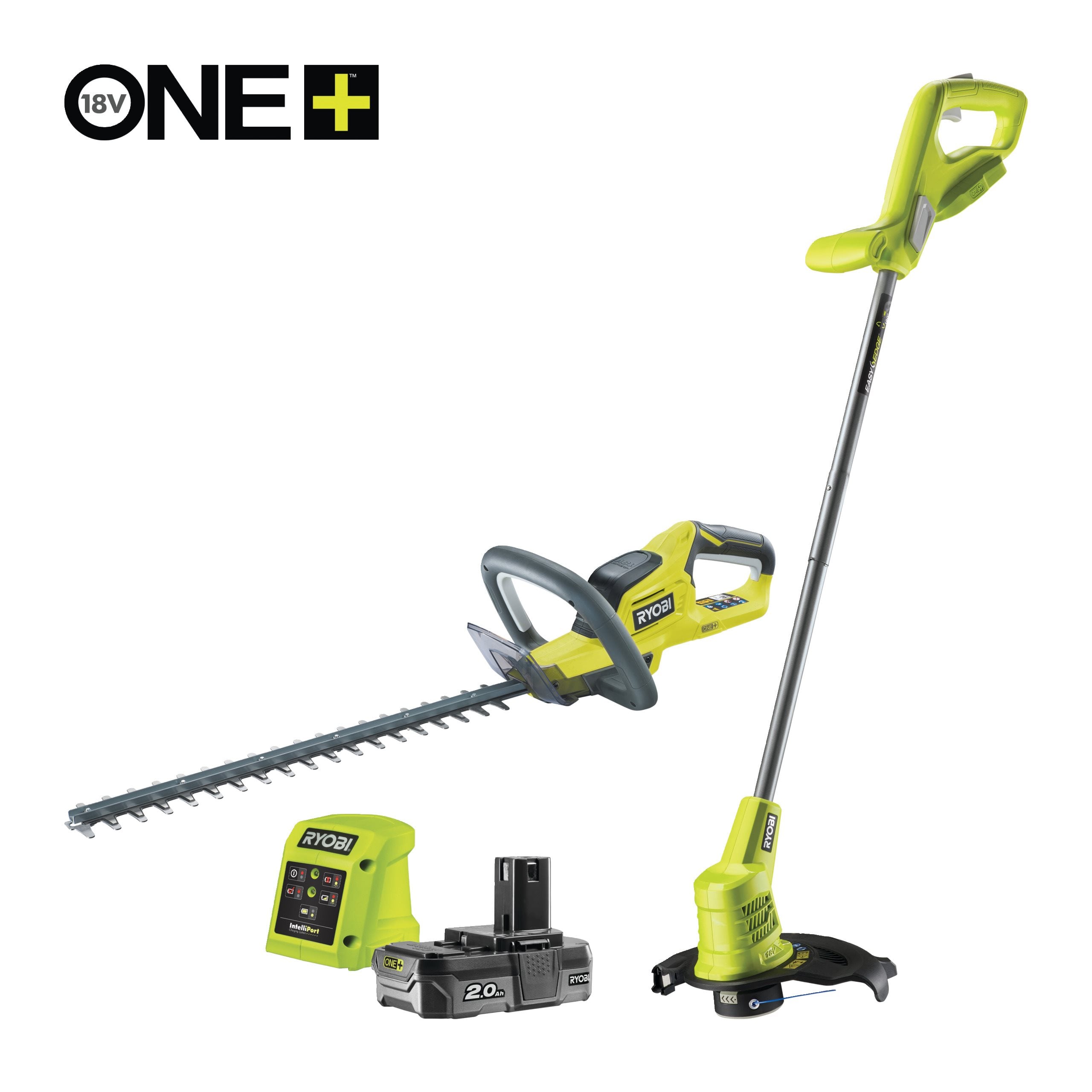 Ryobi Pack cortasetos de 45 cm + cortabordes de 25 cm 18V ONE+™ (1 x 2.0Ah) · RHT1845LT25M20