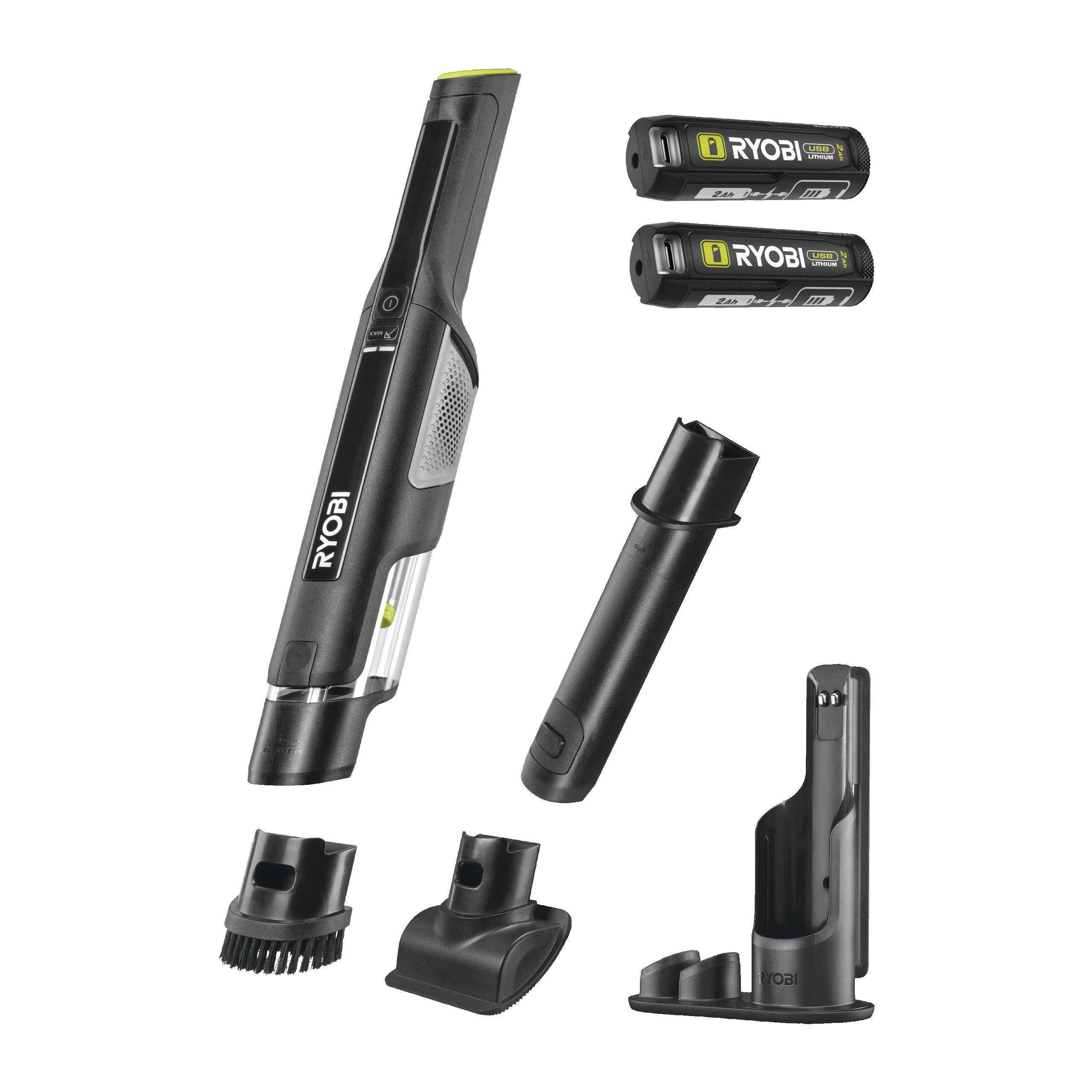 Odkurzacz ręczny USB Lithium™ ze stacją ładującą i dwoma akumulatorami 2.0 Ah oraz ładowarką