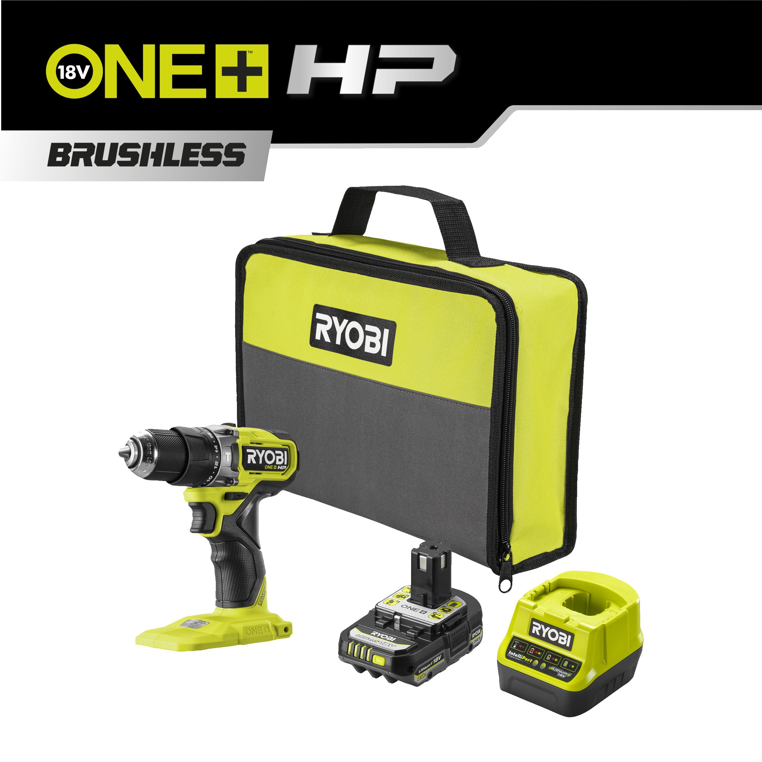 18V ONE+™ HP Compact smūginis gręžtuvas su bešepetėliniu varikliu (1x 2,0 Ah)_hero_0