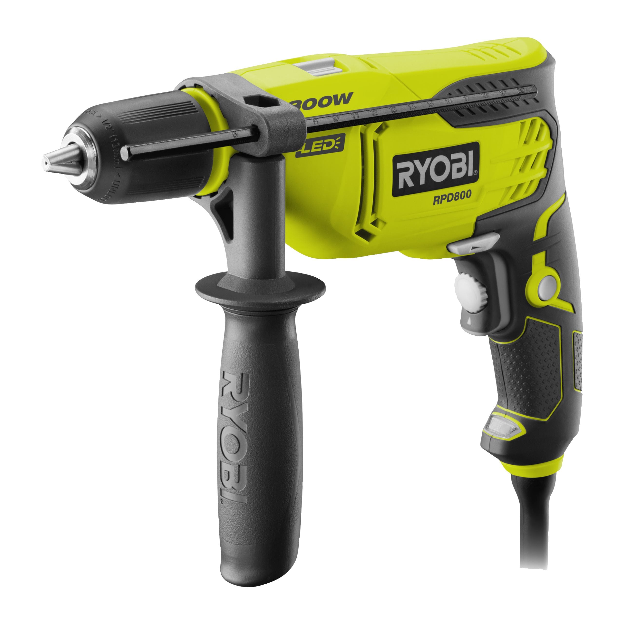 Perceuse À Percussion Ryobi RPD800-K – 800 W 3000 tr/min Mandrin 13 mm - vue 4