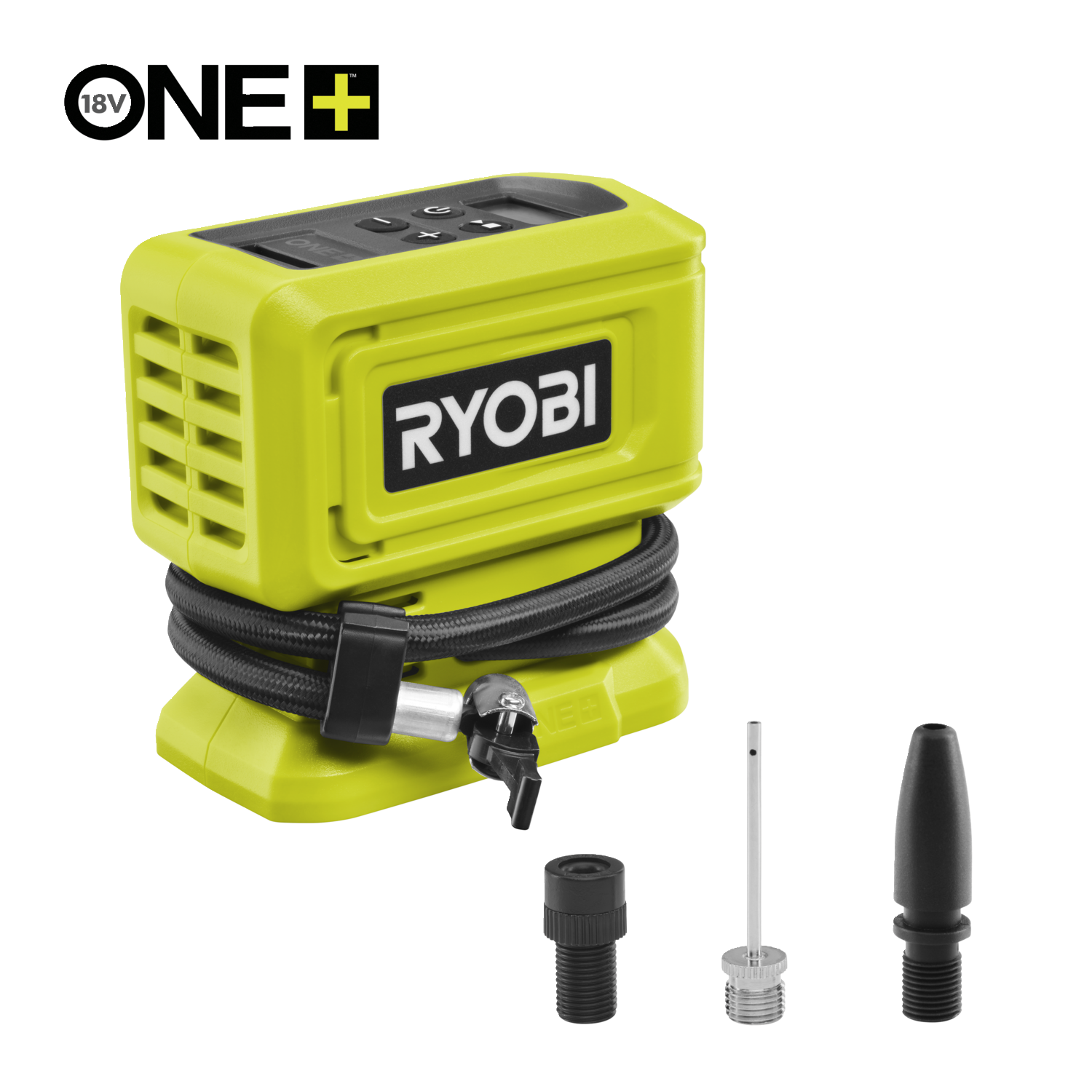 RYOBI 18V ONE accu-handcompressor R18PI-120GJ (luchtstroom 16 l/min, max. druk 10,34 bar, incl. 3 opzetstukken voor auto-, fietsbanden en meer, 1x 2Ah lithium accu & 1 x 2,0 Ah snellader RYOBI 18V ONE accu-handcompressor R18PI-120GJ (luchtstroom 16 l/min, max. druk 10,34 bar, incl. 3 opzetstukken voor auto-, fietsbanden en meer, 1x 2Ah lithium accu & 1 x 2,0 Ah snellader