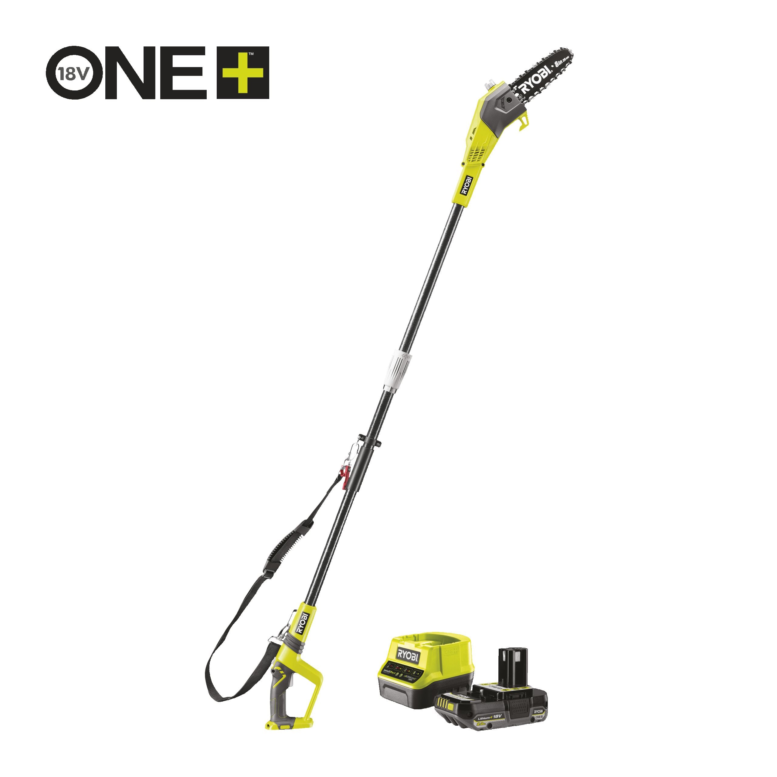 Oil Free Ryobi 8in Pole Saw Cordless Pole Saw Starter Kit| Long