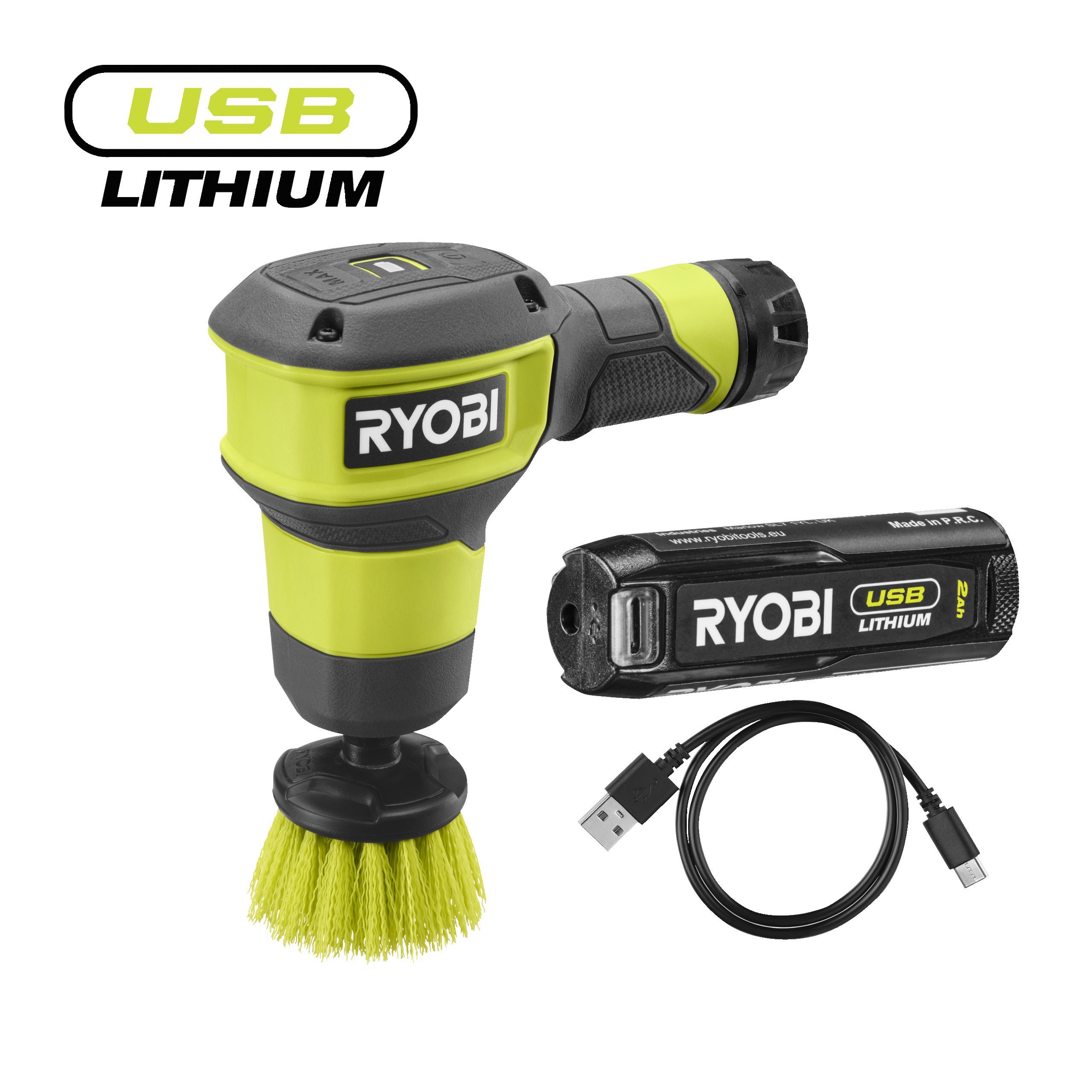 Ryobi Szorowarka 4V USB Lithium z akumulatorem 2.0Ah i kablem do ładowania RSCR4-120G