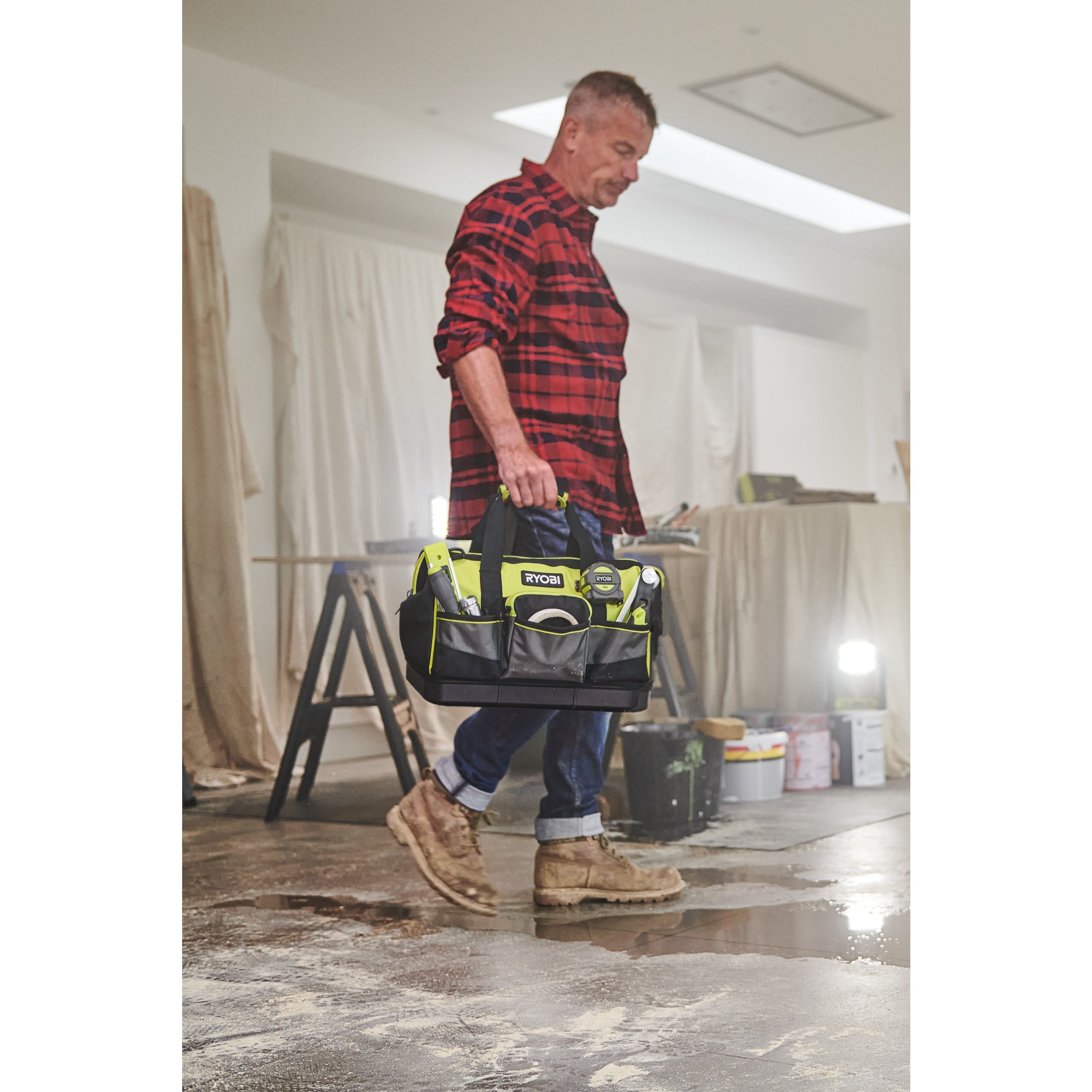 RYOBI RSSSTB1 Small Tool Bag & RH16FSS 16oz Framing Hammer,Green, Black