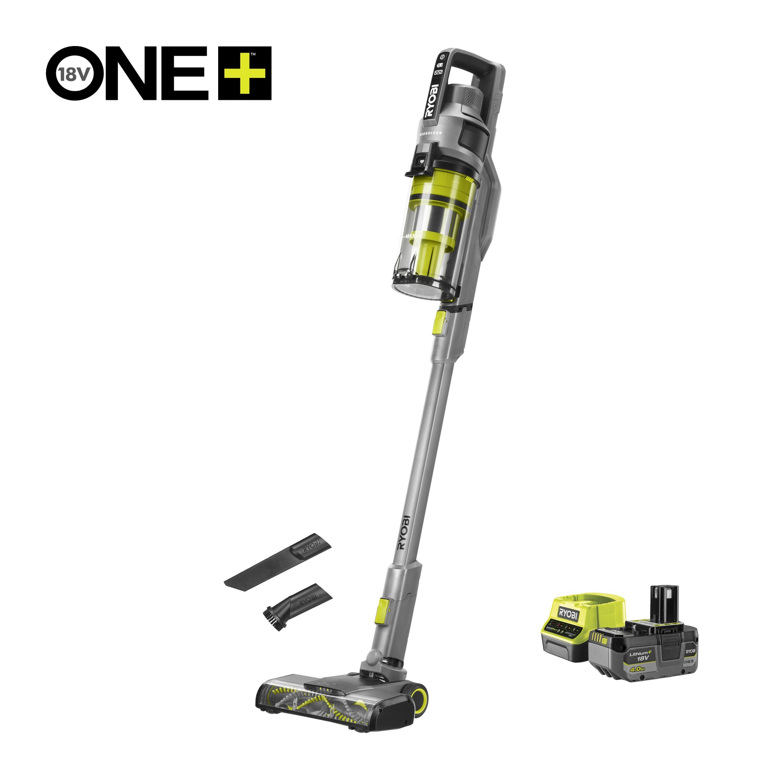 Aspirateur Balai Brushless 18v Ryobi 90 Aw Batterie 4 0ah Chargeur Rapide Rs - vue 3