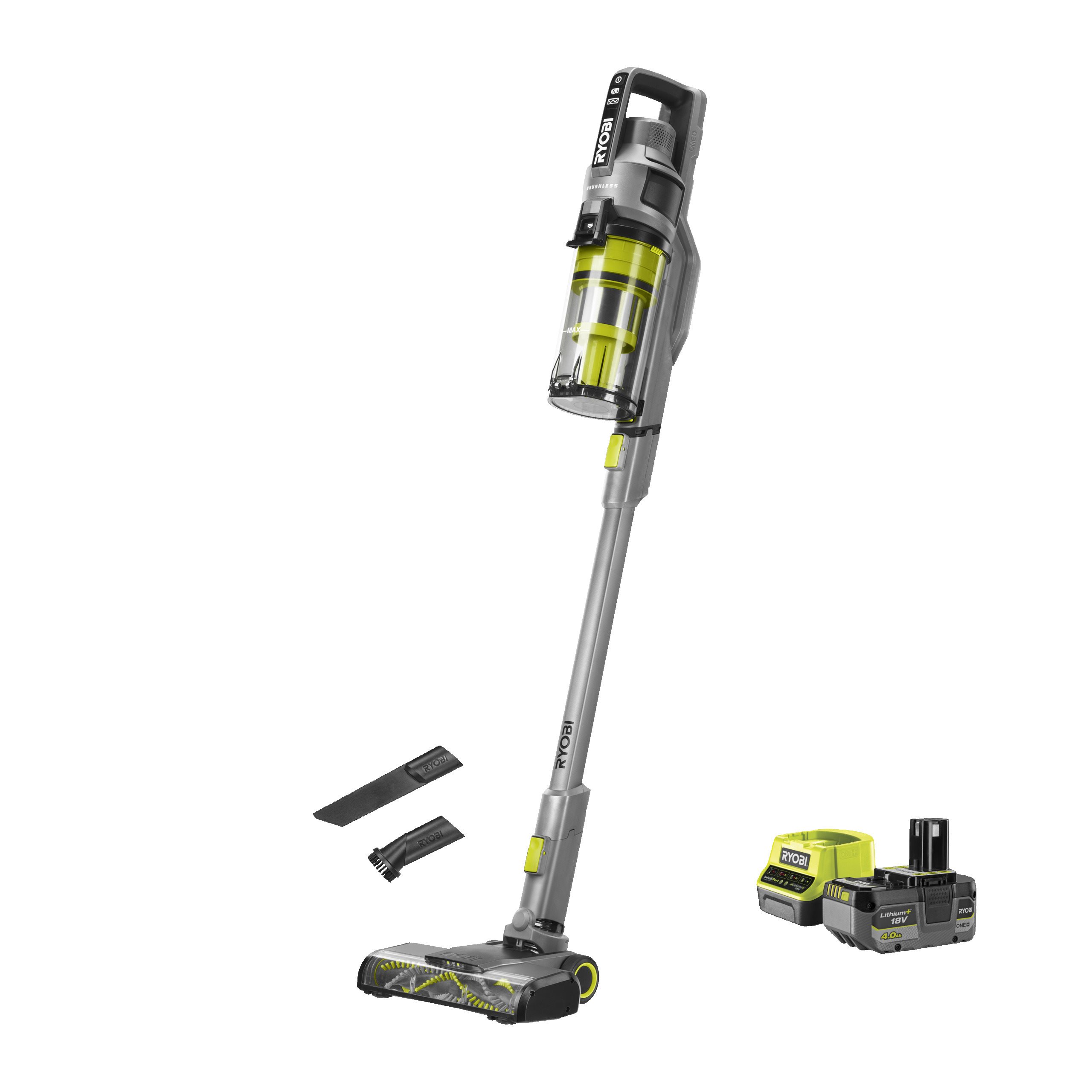 Aspirateur Balai Brushless 18v Ryobi 90 Aw Batterie 4 0ah Chargeur Rapide Rs - vue 2