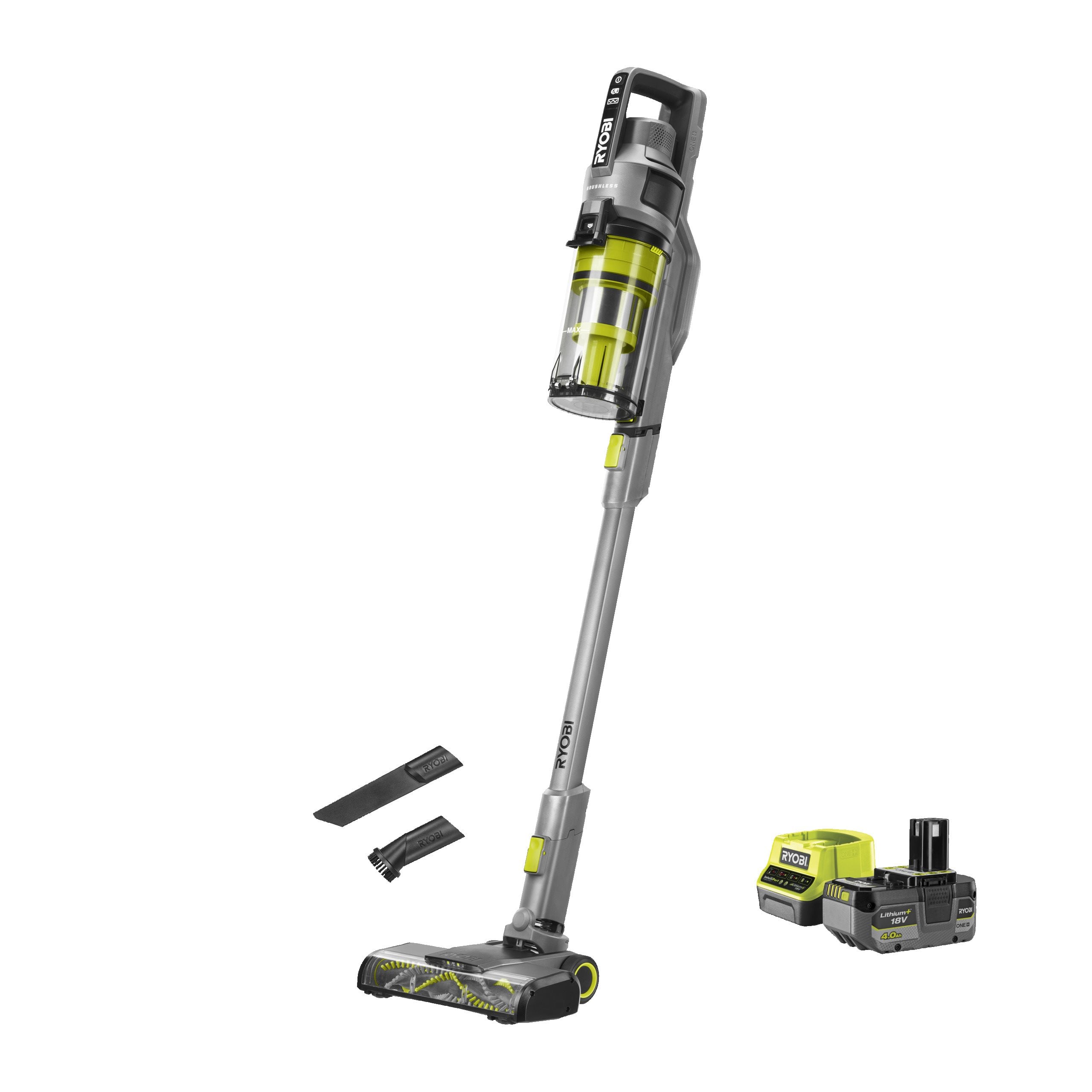Aspirateur Balai Brushless 18v Ryobi 90 Aw Batterie 4 0ah Chargeur Rapide Rs - vue 2