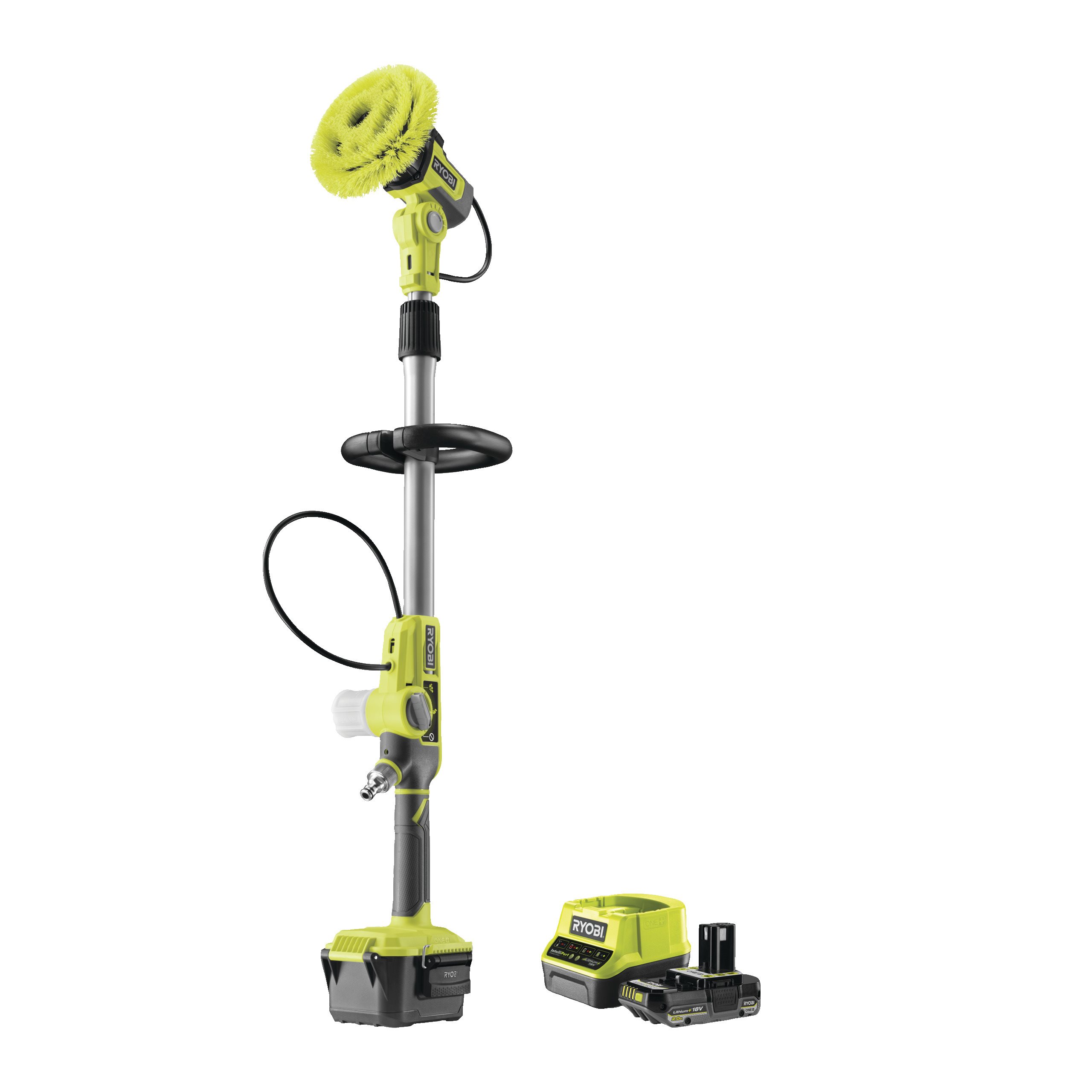 Ryobi 18V One+ Cordless Water Fed Telescopic Scrubber Starter Kit (1 X 2.0Ah)