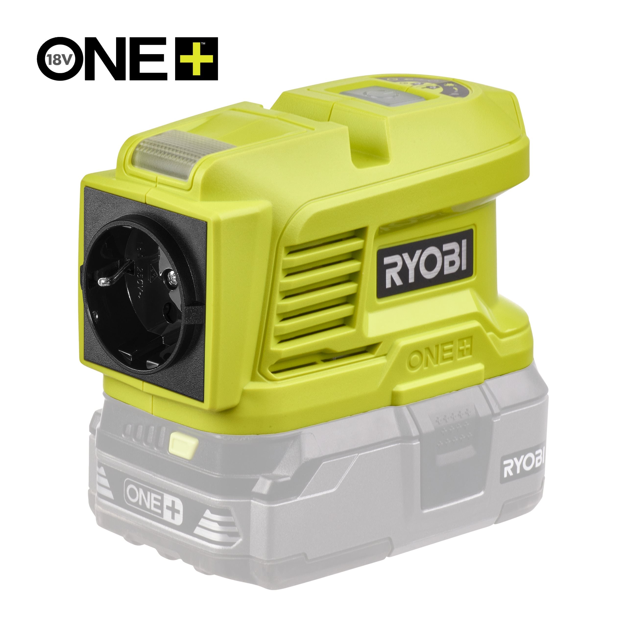 Ryobi Inversor/transformador de potencia a 230V/150W 18V ONE+™ (Sin Batería) · RY18BI150A-0
