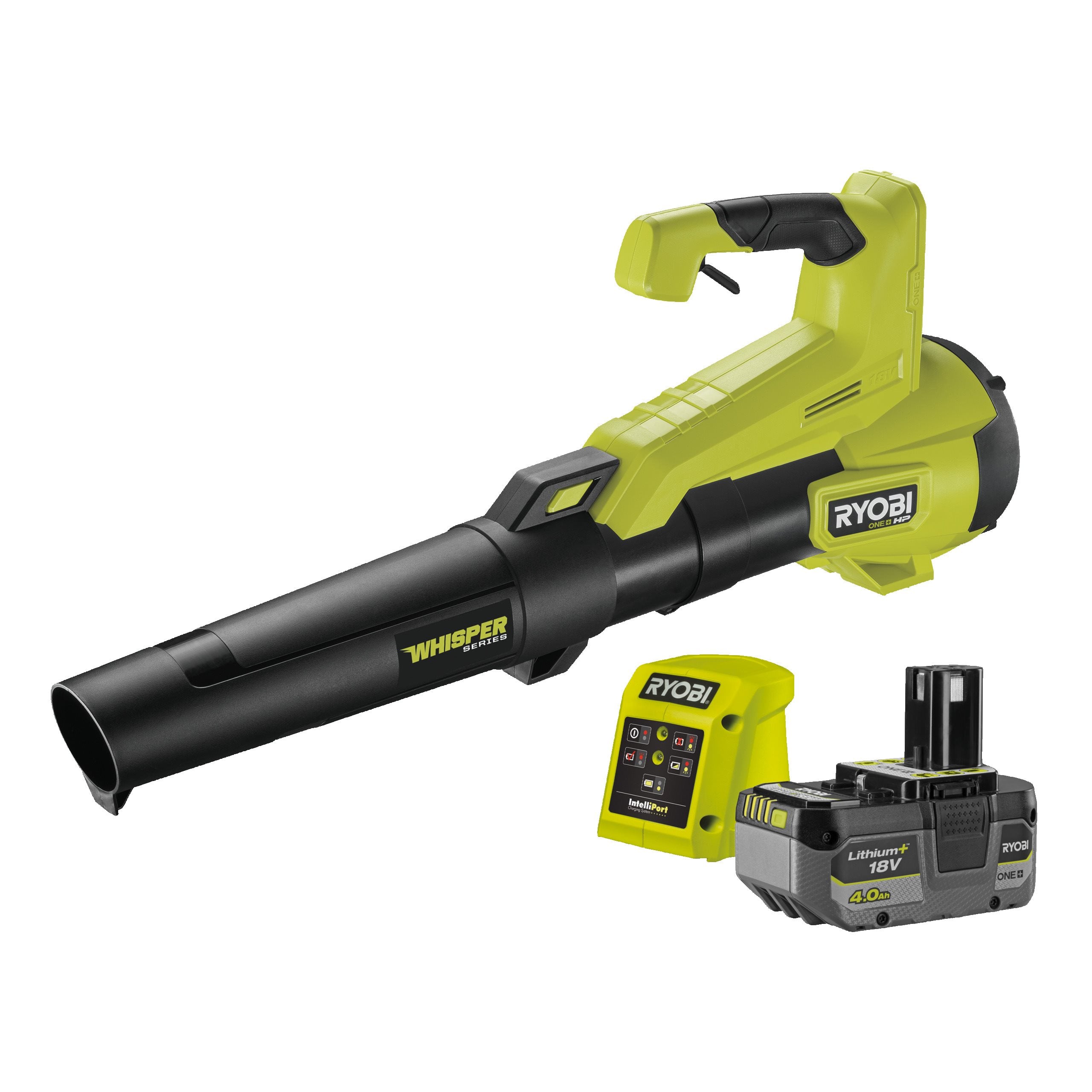 Dmuchawa bezszczotkowa WHISPER™ 18V ONE+™ w zestawie z akumulatorem 4.0 Ah i ładowarką