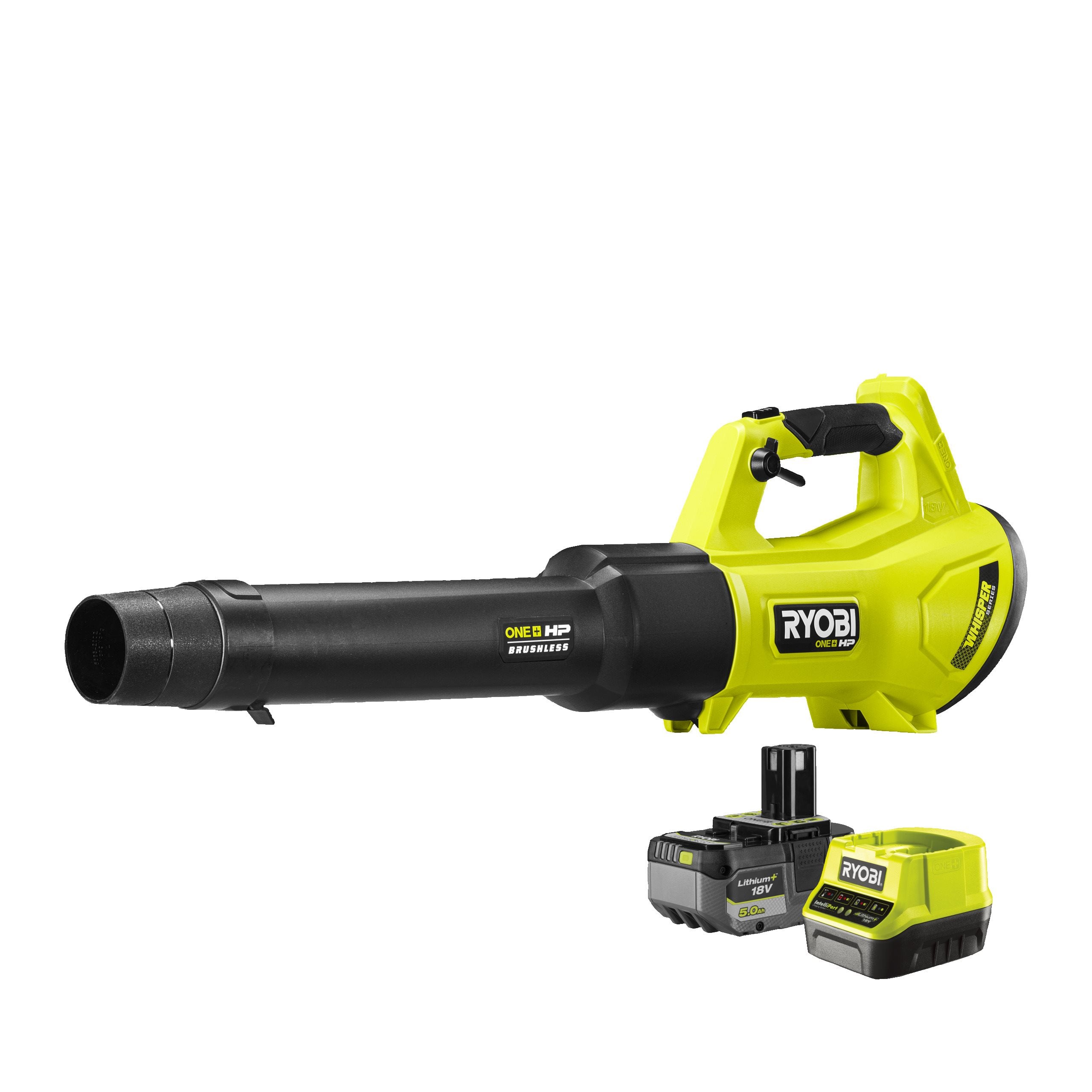 Dmuchawa bezszczotkowa WHISPER™ 18V ONE+™ w zestawie z akumulatorem 5.0 Ah i ładowarką