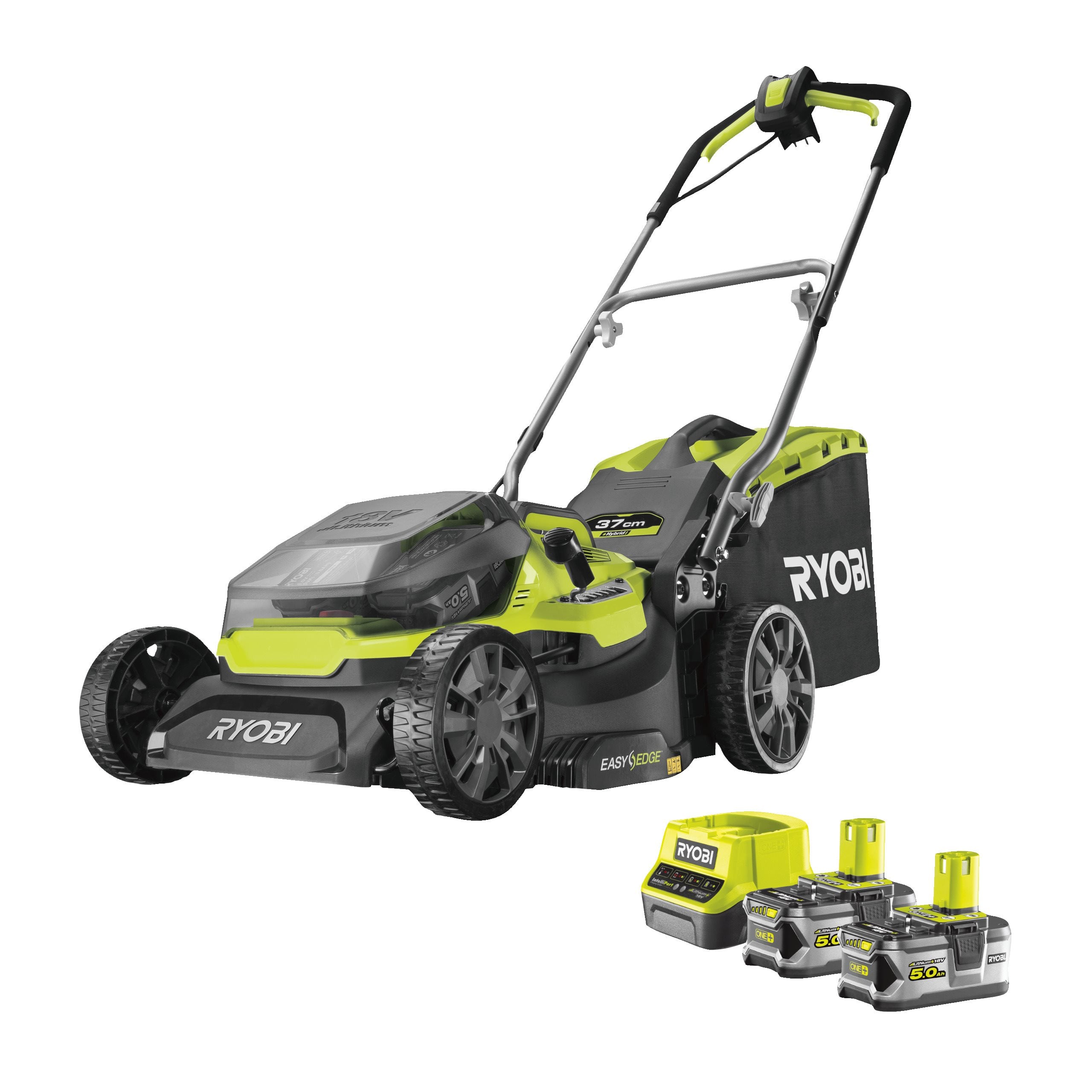 Tondeuse Hybride Ryobi RY18LMH37A-250 – 2 Batteries 5.0 Ah, Largeur de Coupe 37 cm - vue 4