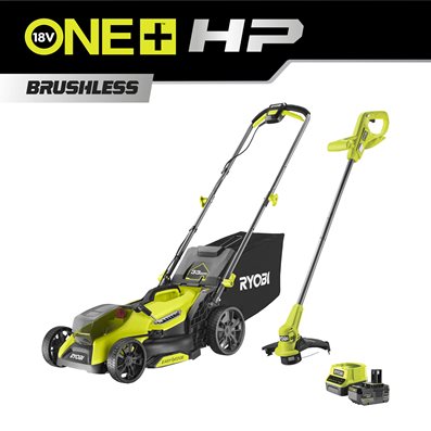 18V ONE+ HP Brushless 33cm Lawnmower, 23cm Line Trimmer (1 x 4.0Ah)