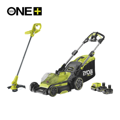 18V ONE+™ HP Brushless 40cm Lawnmower and 23cm Line Trimmer (2 x 4.0Ah)