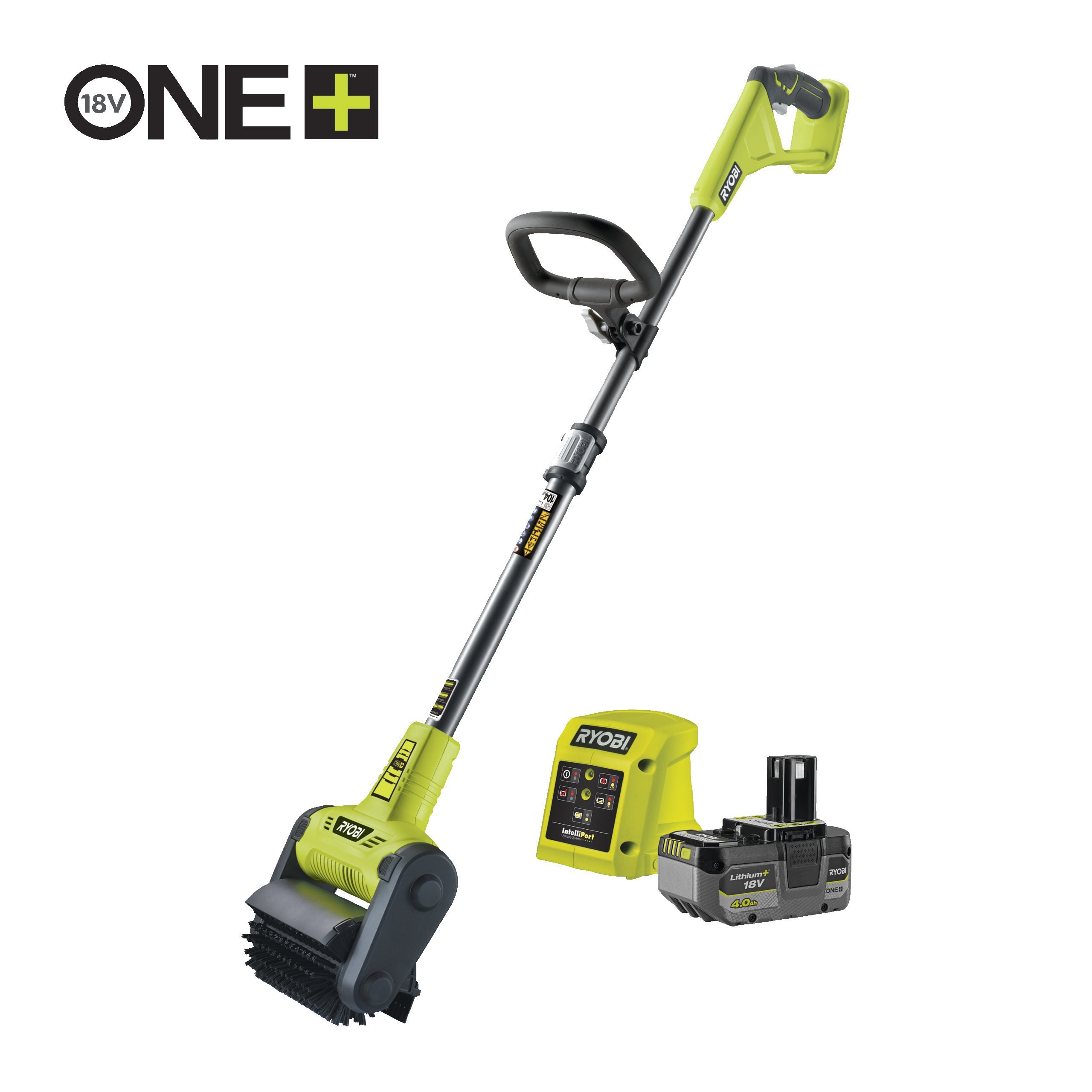 Ryobi Urządzenie akumulatorowe do czyszczenia tarasów i patio 18V ONE+ z akumulatorem 4.0 Ah i ładowarką RY18PCB-140