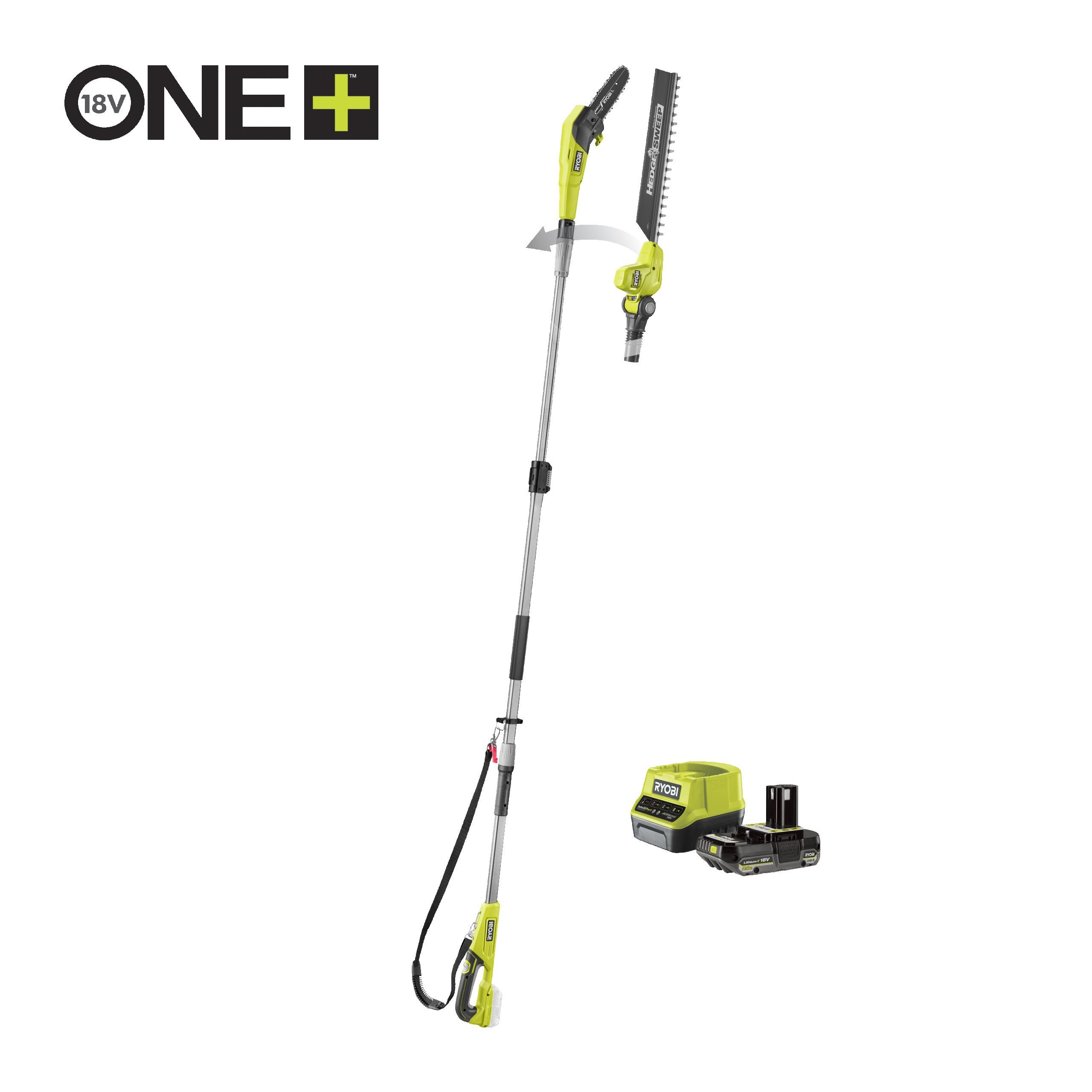 RYOBI 18V ONE+™ EZ REACH™ Cordless 2in1 Telescopic Hedge Trimmer Saw