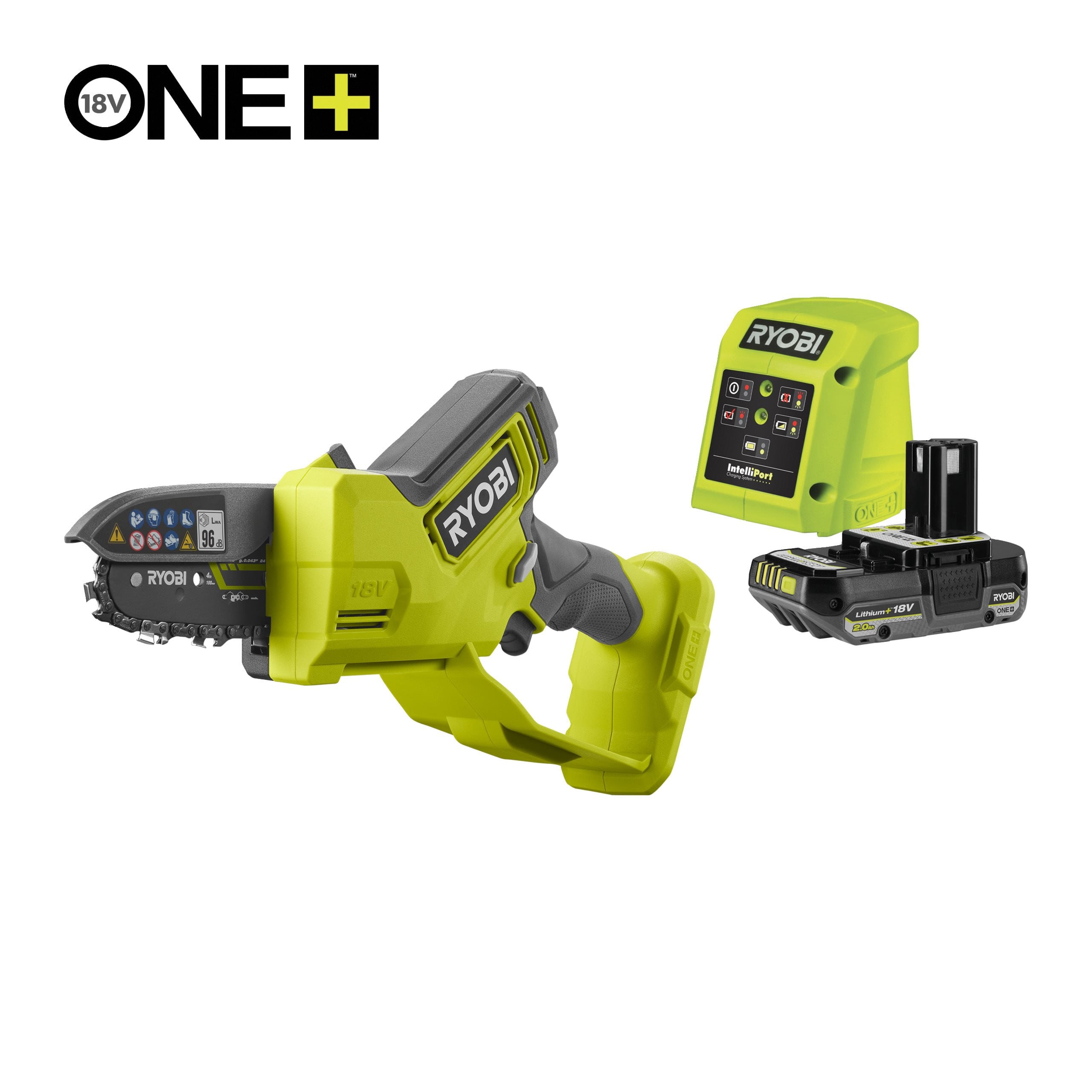 RYOBI Élagueur à main 18V ONE+ Brushless guide 10 cm 6 / tendeur sans outil + batterie 2 0 Ah & chargeur RY18PSX10A 120 - vue 4