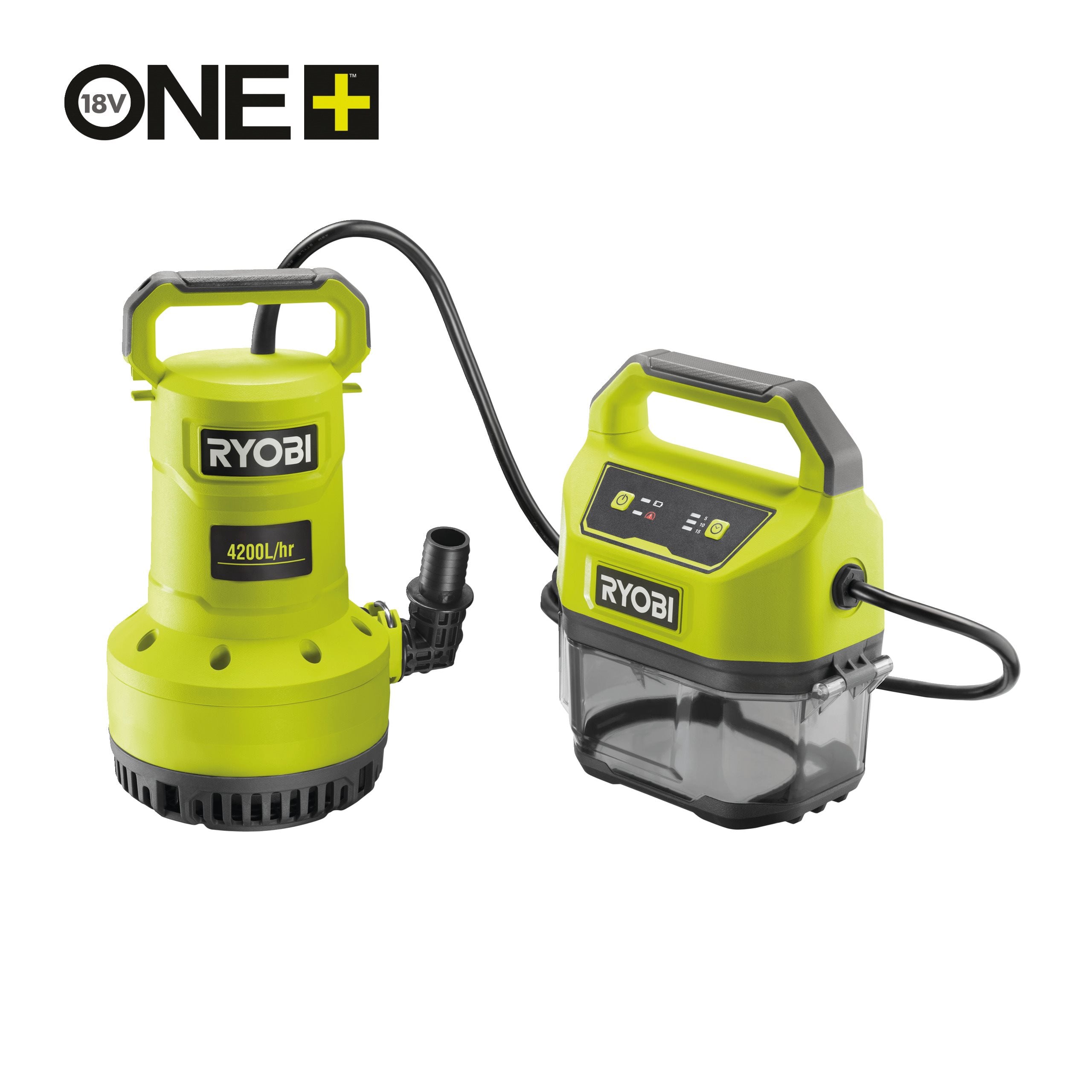Ryobi Zanurzeniowa pompa wodna do drenażu, przepływ 4200 l/h, akumulatorowa 18V ONE+ RY18SPA-0