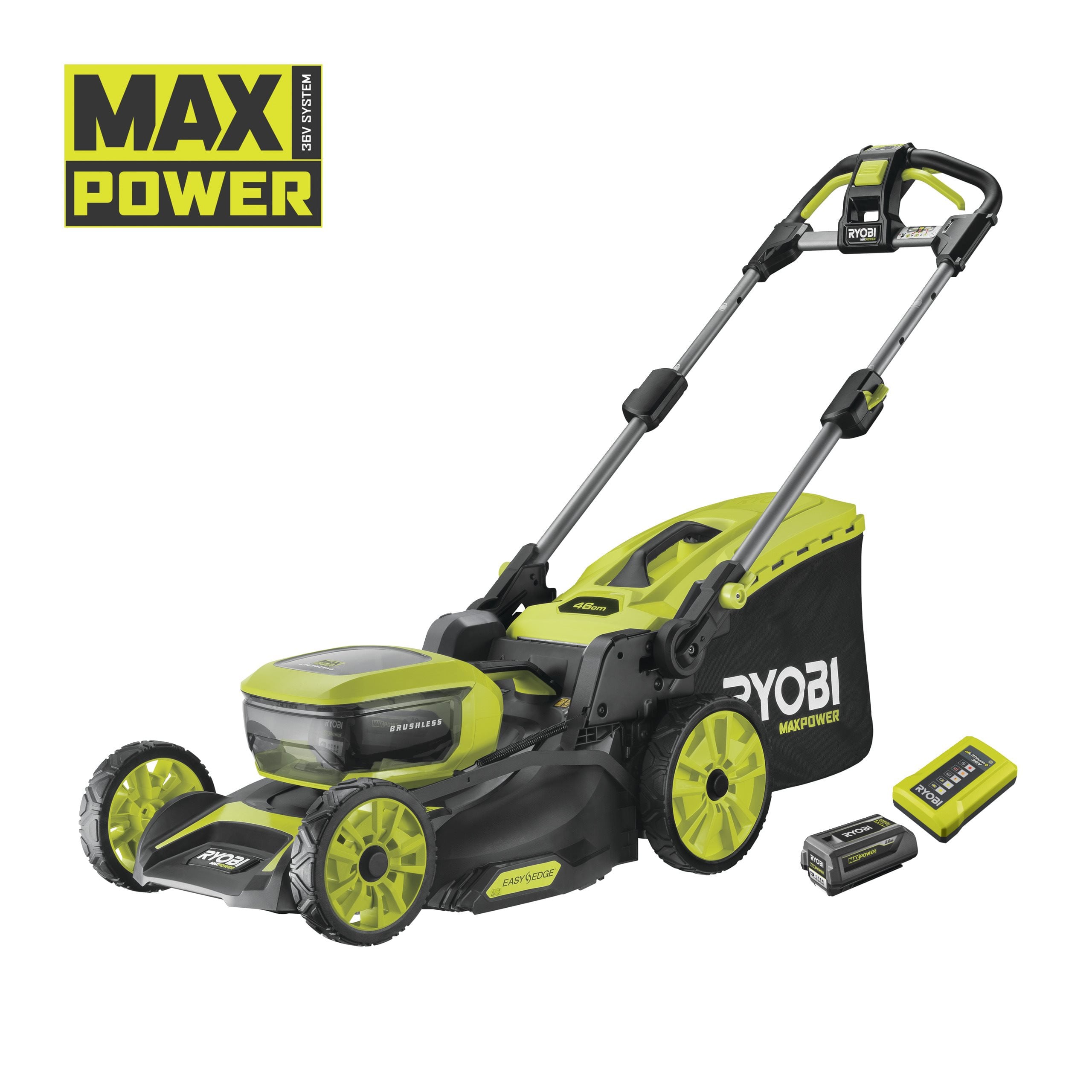Ryobi RY36LMXSP46A MAX POWER 46cm Self-Propelled Cordless Lawnmower