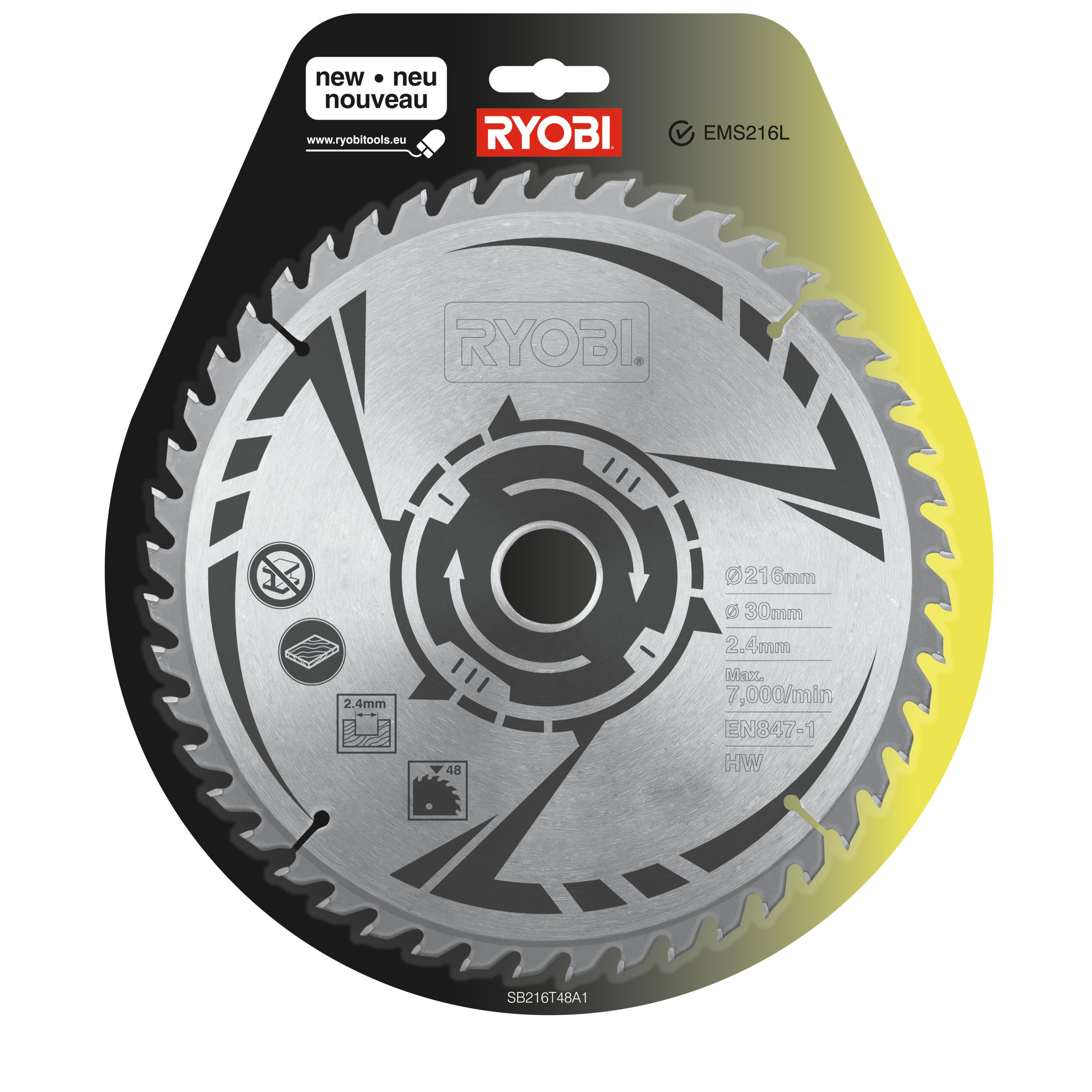 riruページ Pânză 216 mm pentru fierăstrău tăieri înclinate | Ryobi